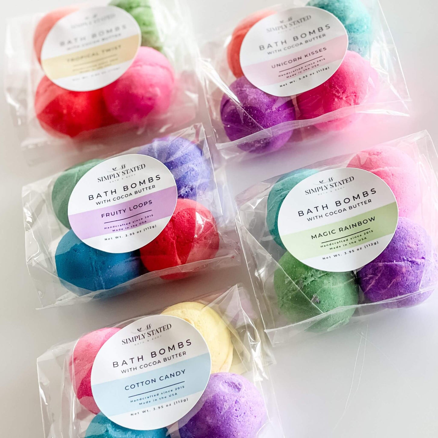 Simply Stated Unicorn Kisses Kids Bath Bomb Pack (4 Mini Bath Bombs)