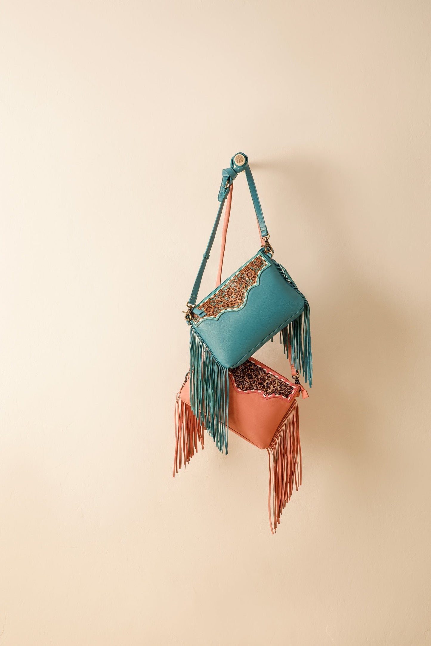 Myra Chaparral Ridge Hand-Tooled Bag In Pink