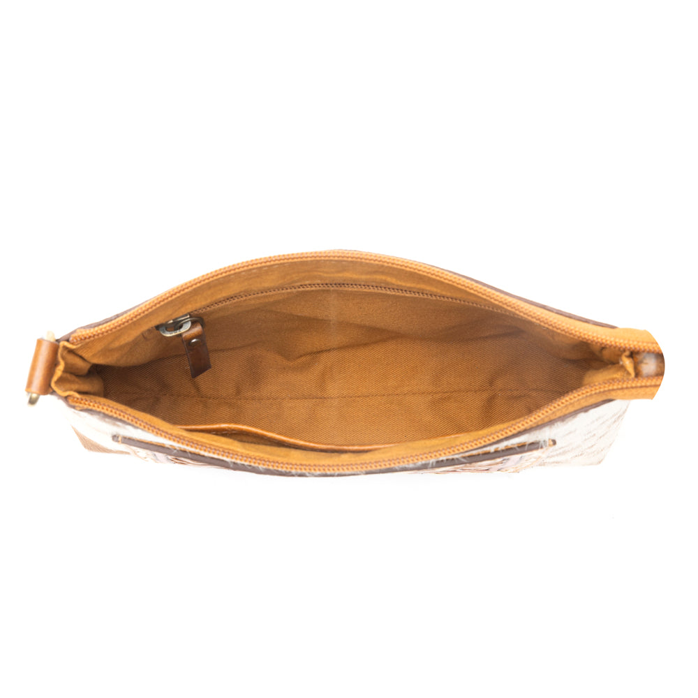Myra Santa Fe Bloom Handtooled Bag in Rustic Hide & Ivory