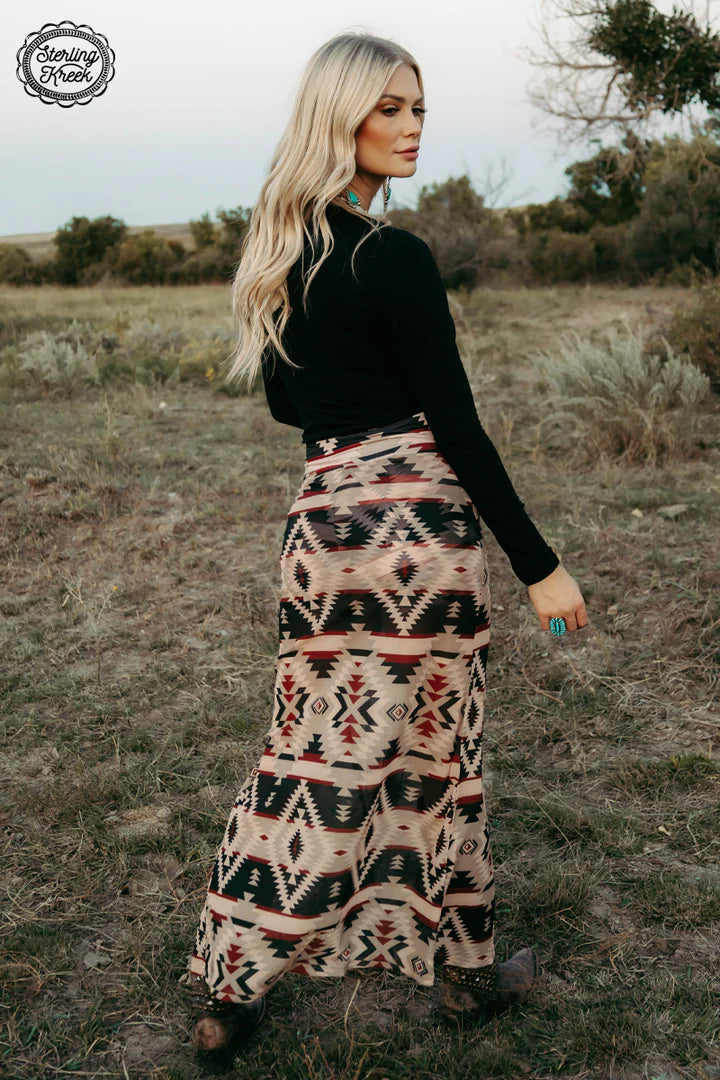 Southwestern Aztec Split Skirt