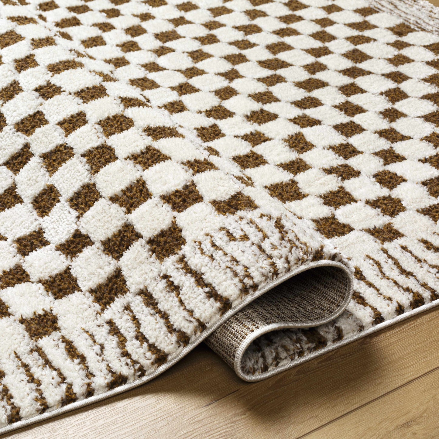 Leryn Brown&White Checkered Rug