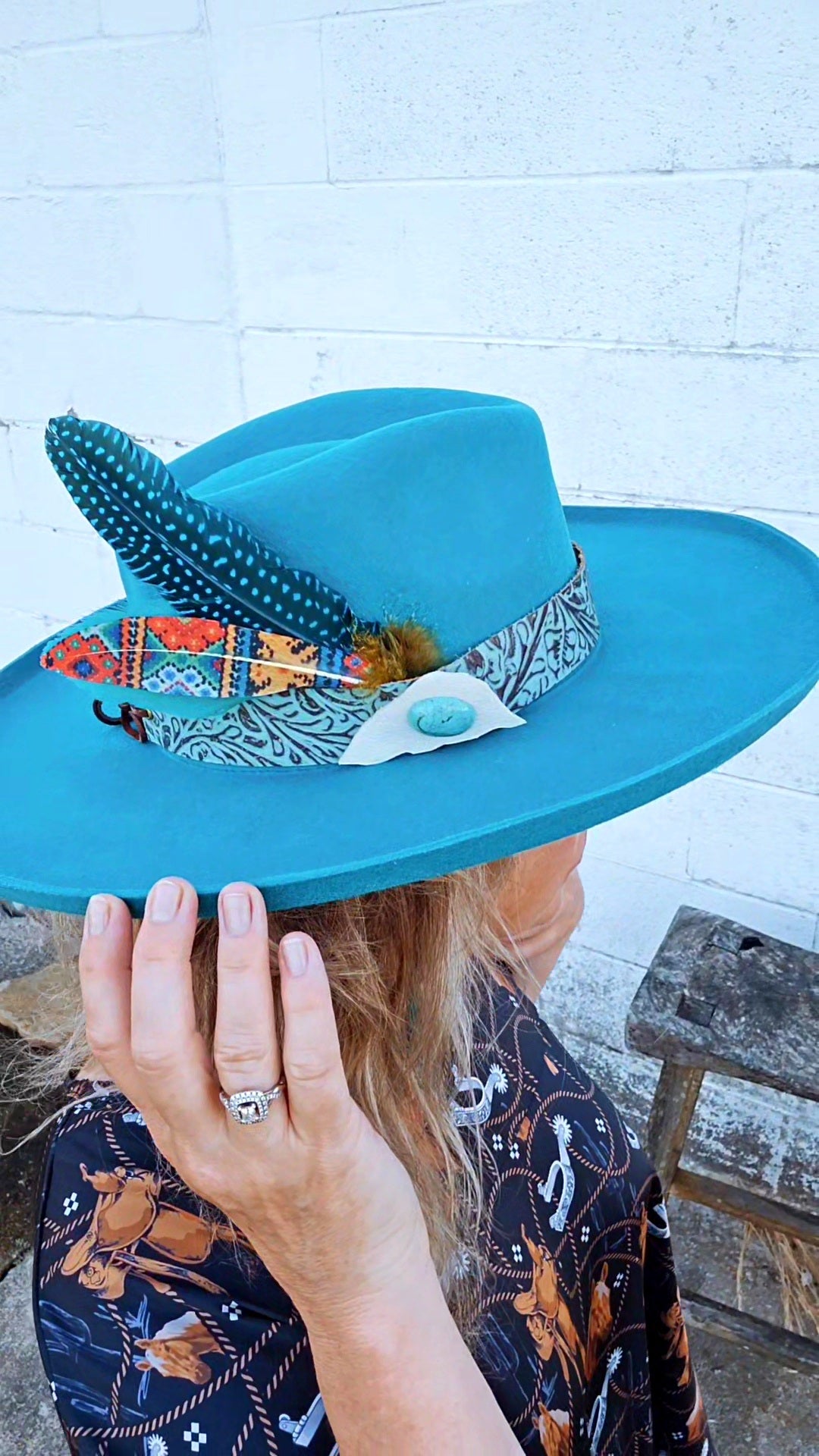 Turquoise Aztec Hat Feather Bundle