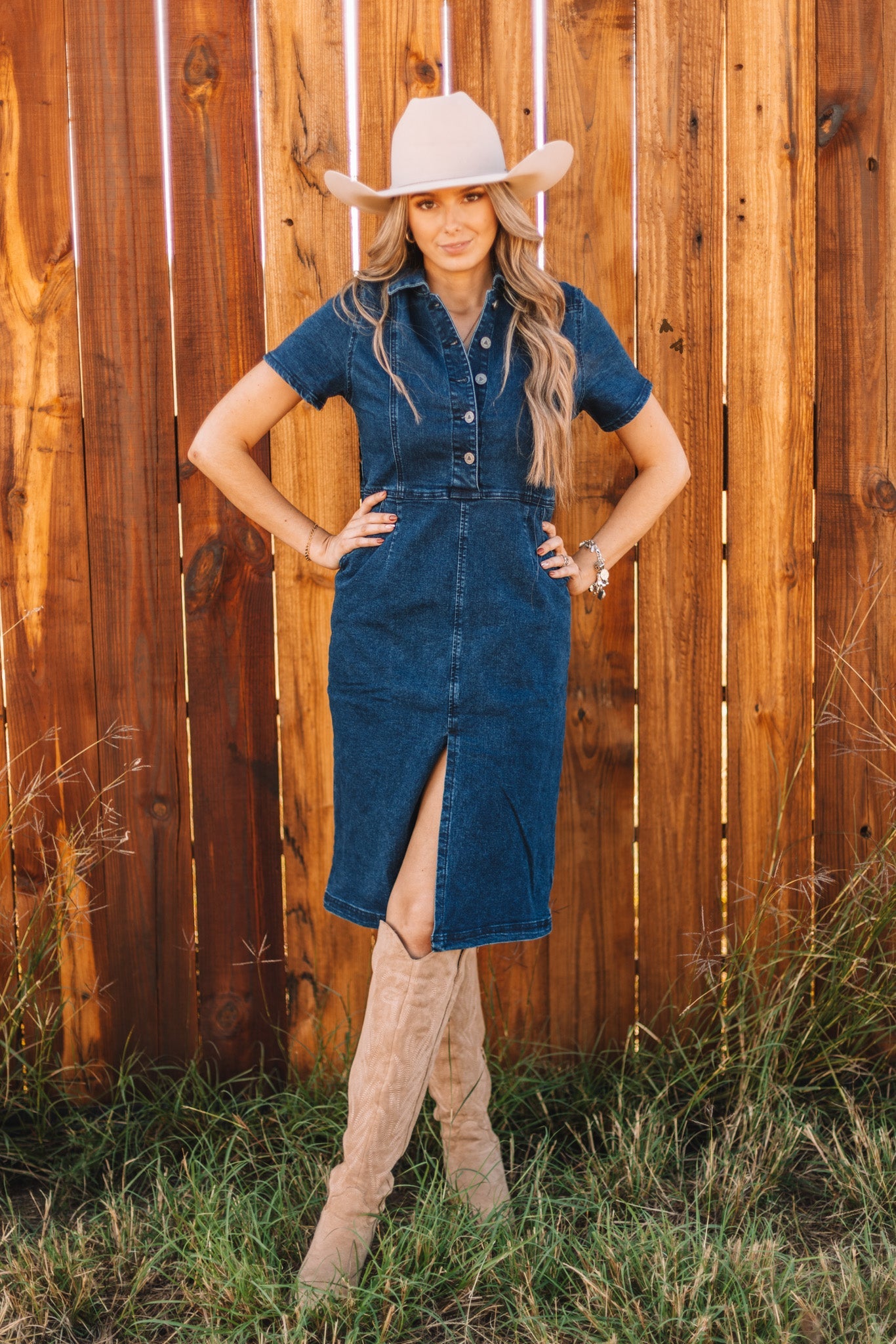 Denim fashion western shirt dress