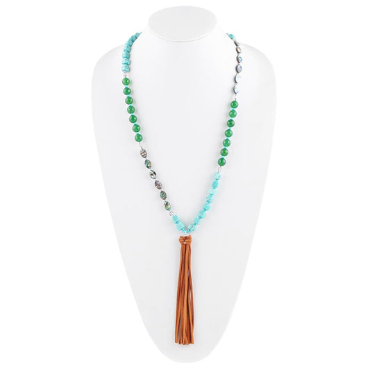 Abalone and Magnesite Tassel Necklace