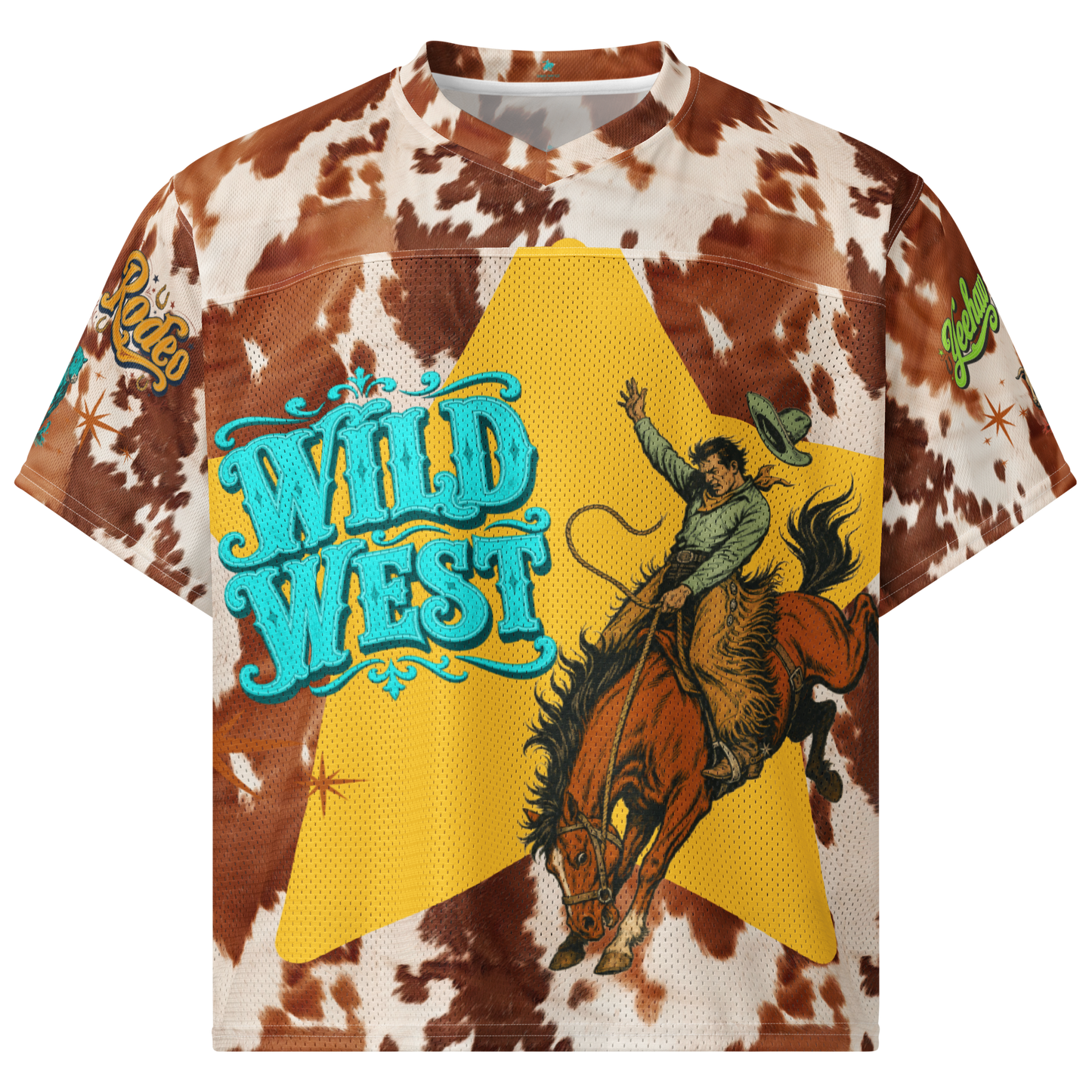 Baha Ranch Cow Print Wild West Boxy football jersey