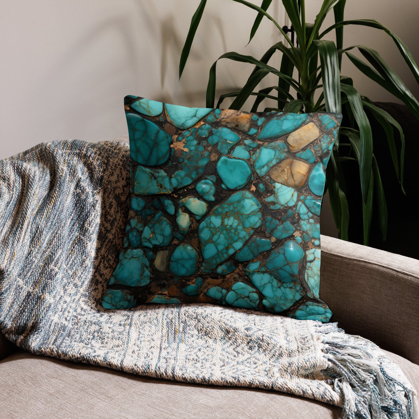 All Turquoise Premium Pillow
