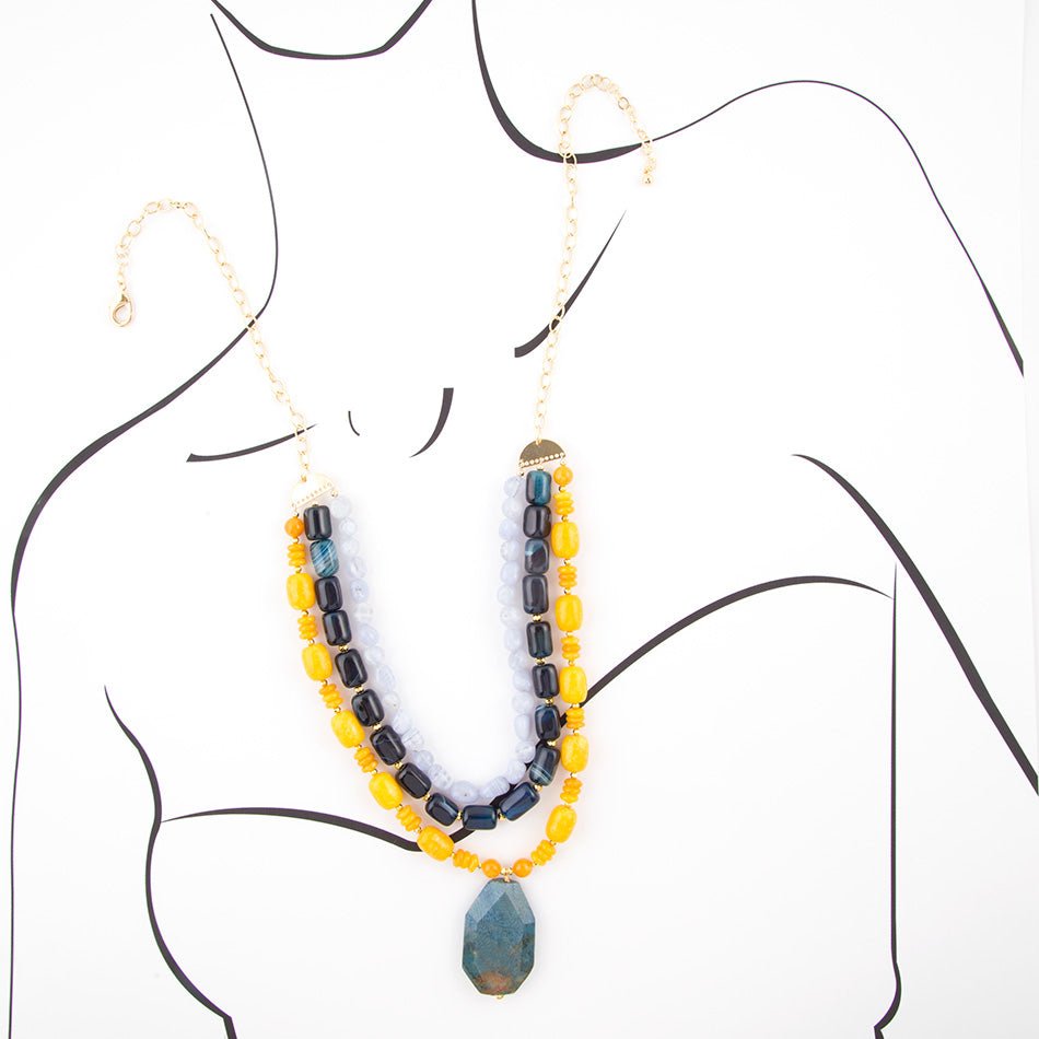 Arles Blue Jasper Long Necklace