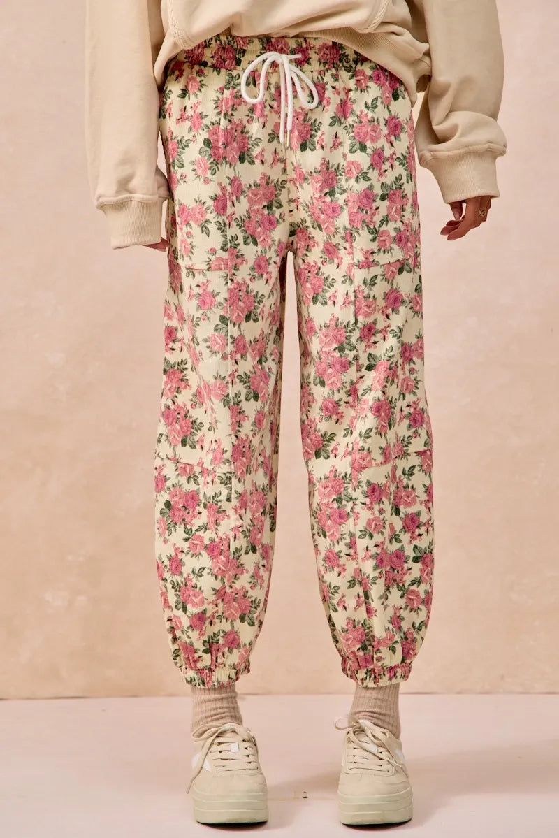 BiBi floral corduroy joggers size XL