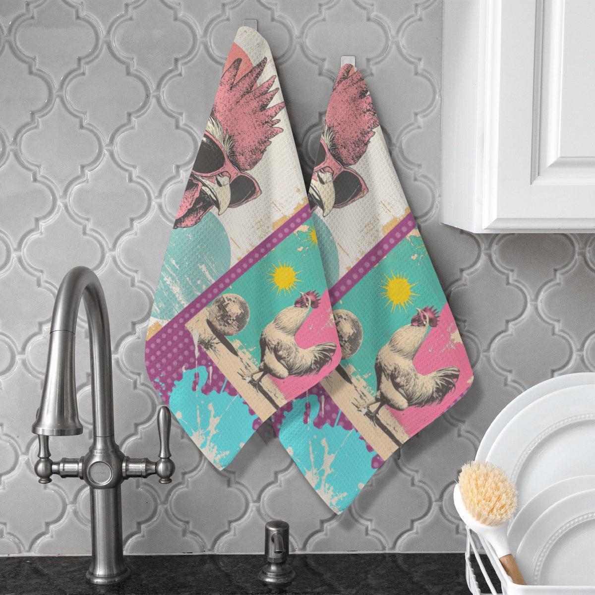 Set of 2 Chicken Days Kitchen Towels Made in America