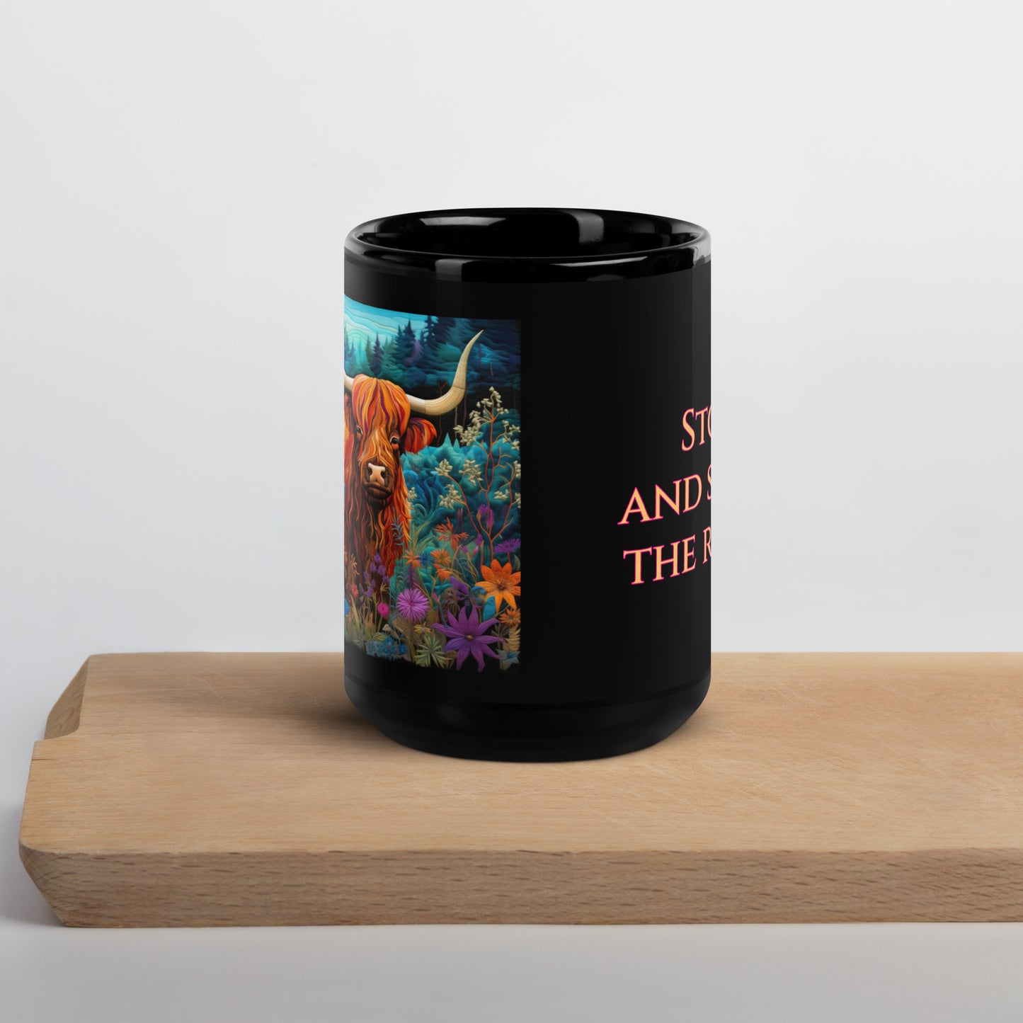 Colorful Cow Black Glossy Mug