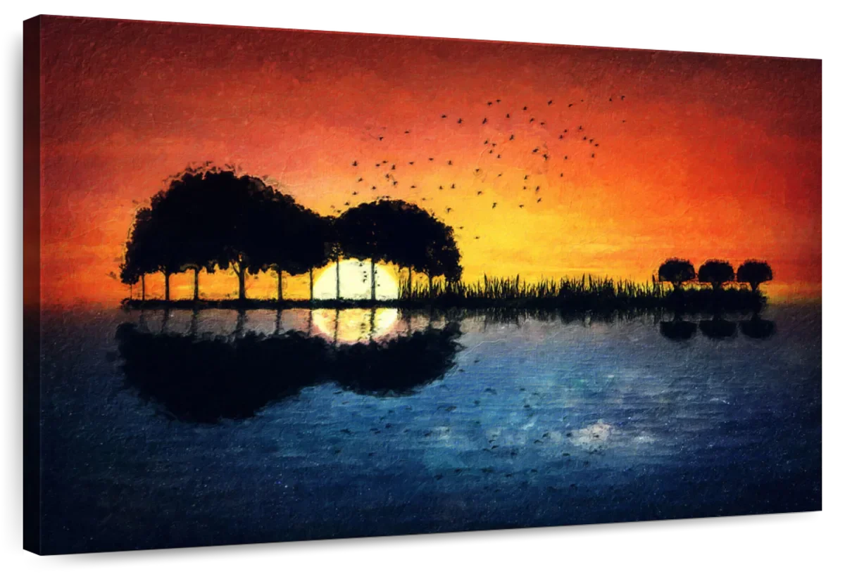 Guitar Sunset Wall Art