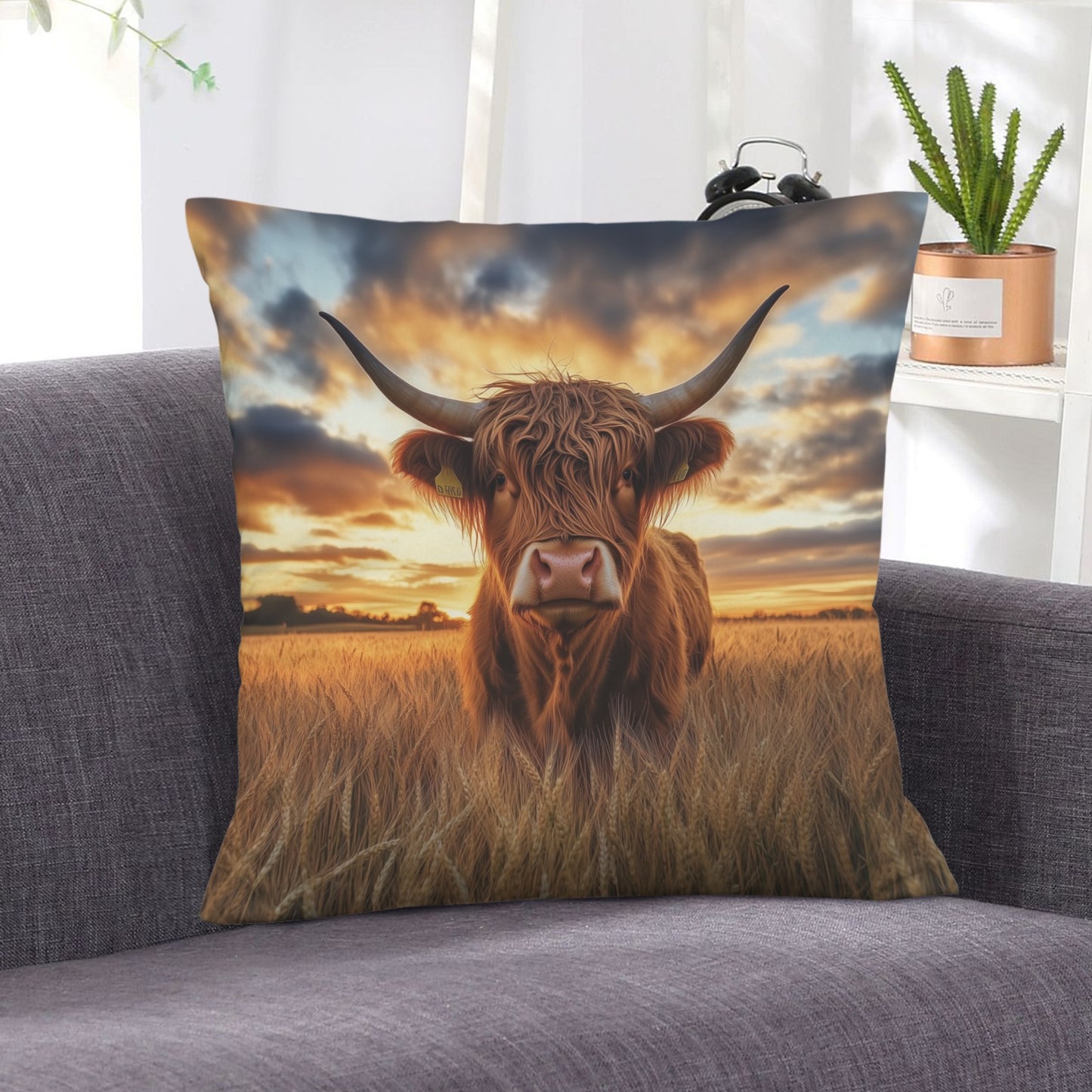 Baha Ranch Beautiful Highland Velvety Soft Pillow Cover Made in America