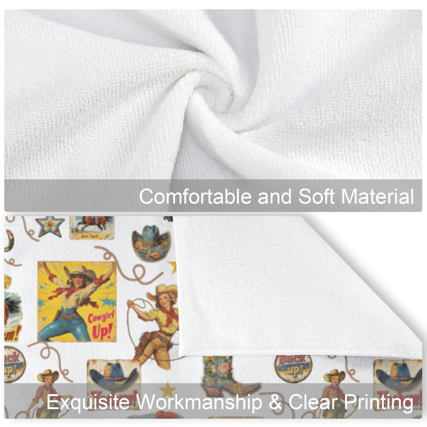 Vintage Cowgirls Set of 4 Kitchen Dish Towels Made in America