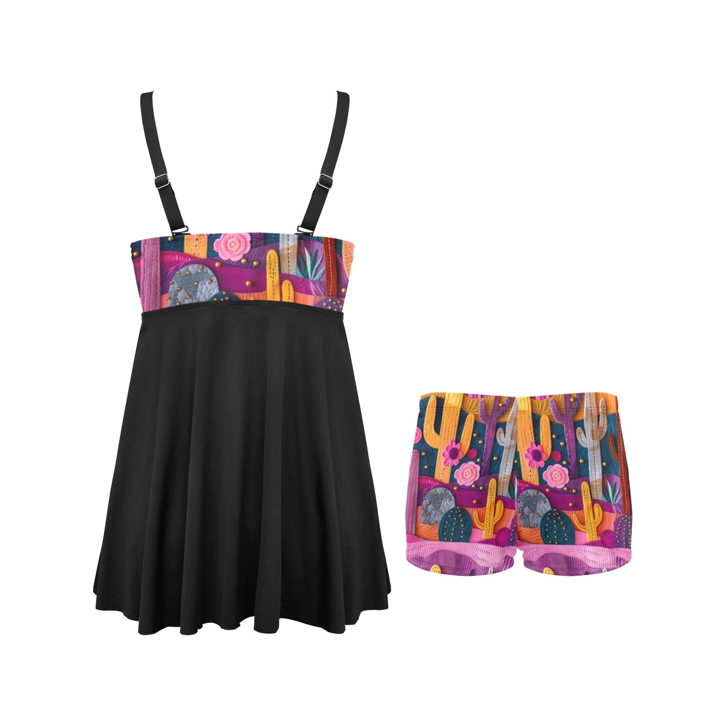 Pink Cactus Swim Dress & Shorts Set