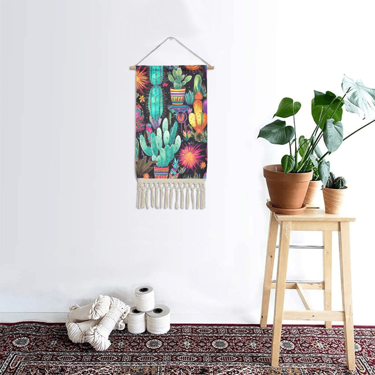Baha Ranch Cactus Wall Hanging Linen Poster Made in America