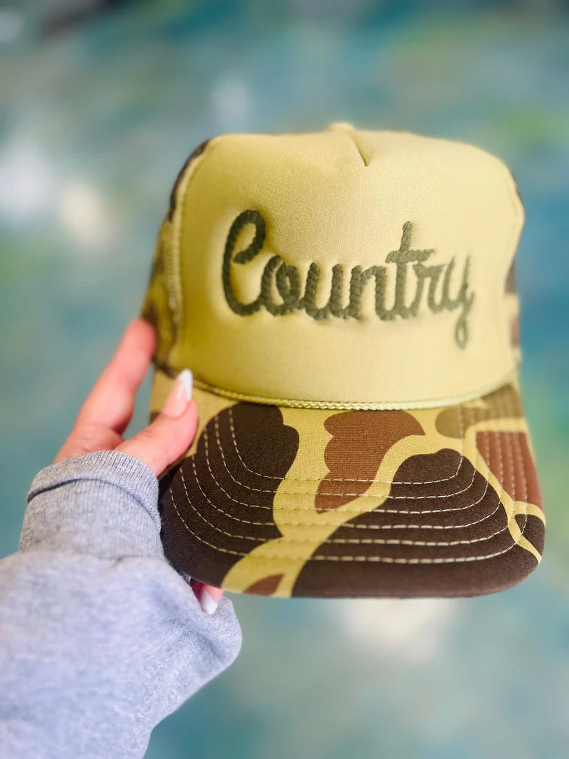 Country Rope Embroidery - Camo Olive Otto Trucker Hat