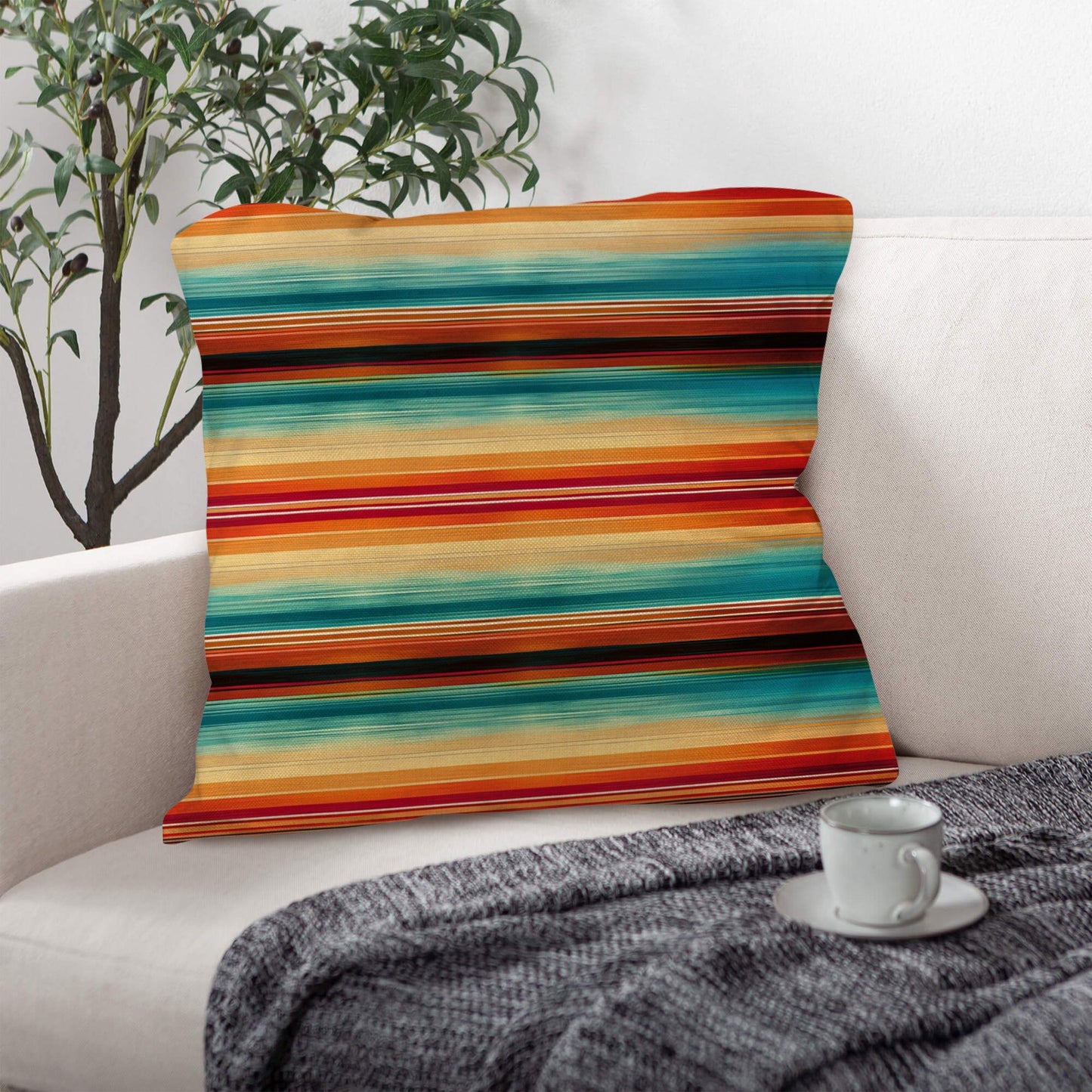 Colores De Mexico Southwest Serape Pillow Case 18x18" Made in America