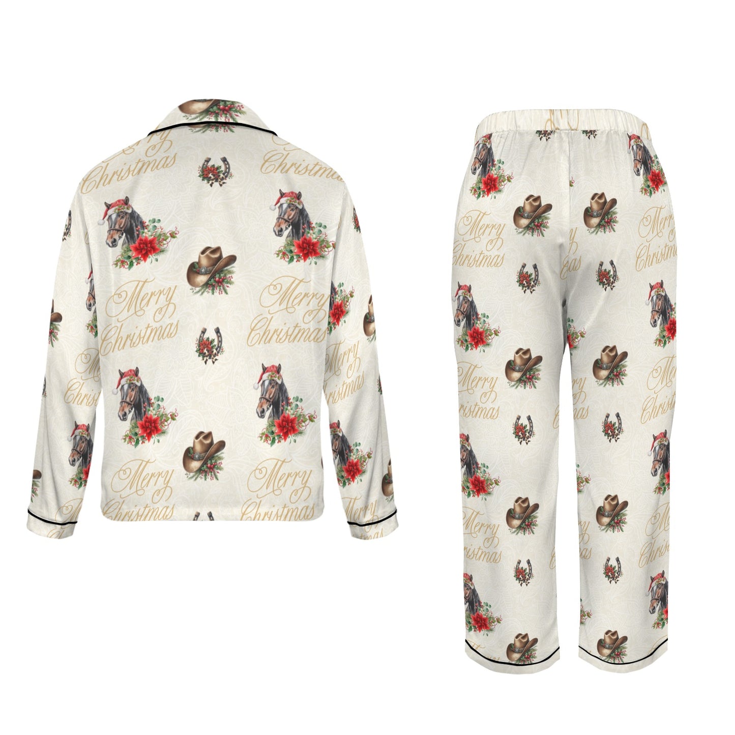 Christmas Horses Satin Western Pajamas