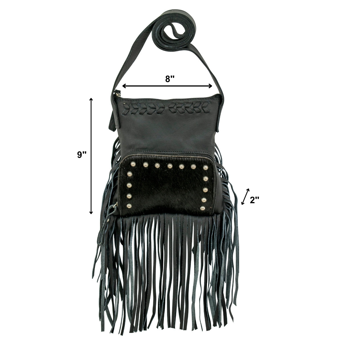 American West Handbags Leather Fringed Cowgirl Crossbody w/ Front Compartment choice of styles