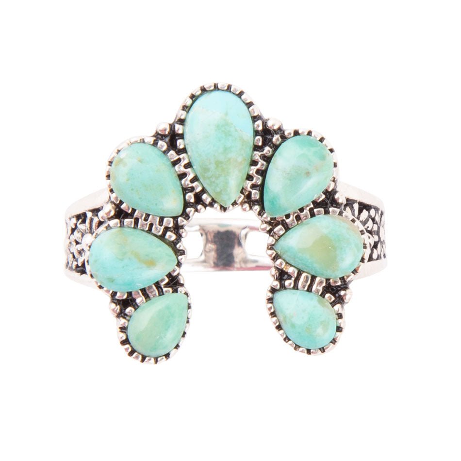 Floral Turquoise and Sterling Silver Ring