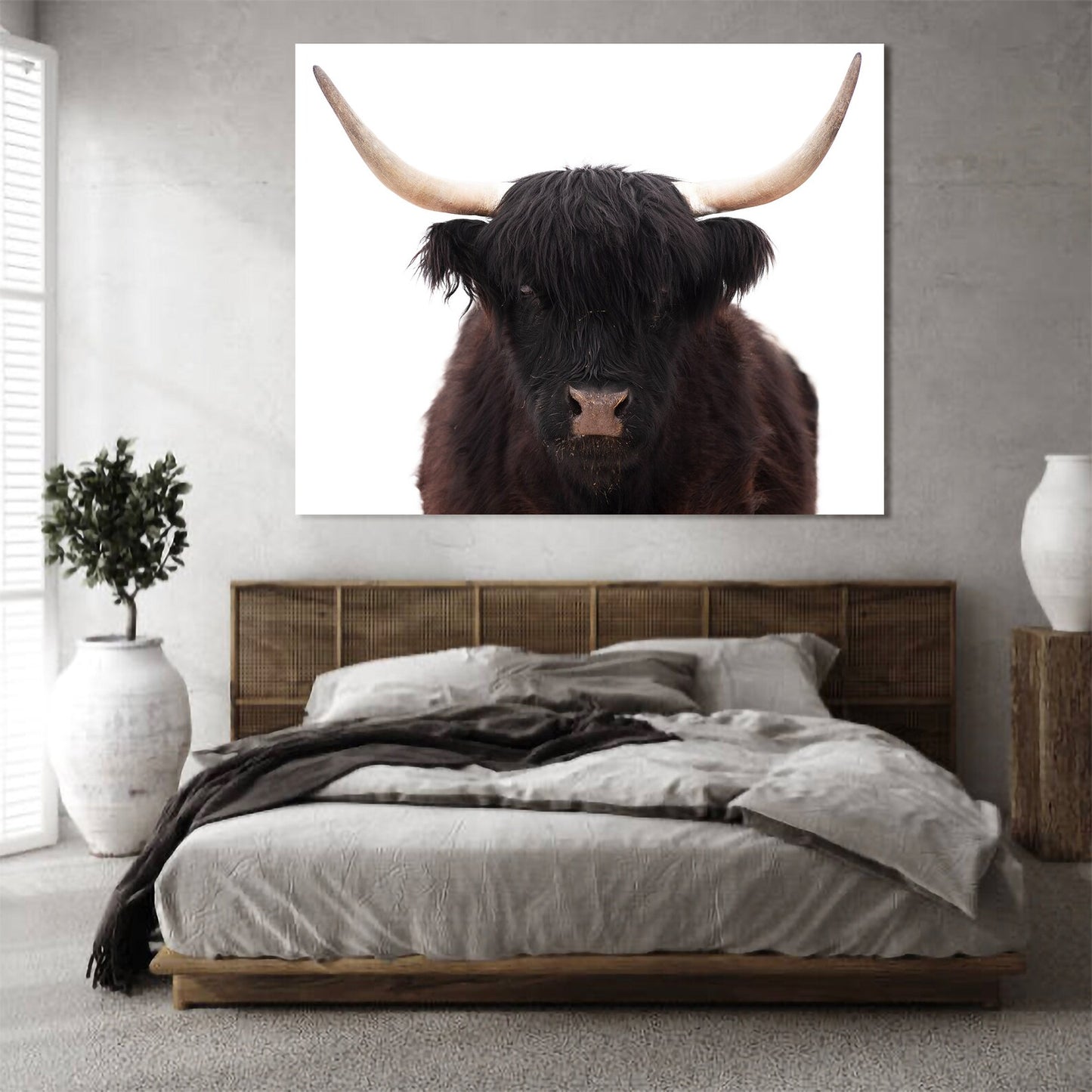 Standing Tall Canvas Cow Highland Farm Photo Canvas Wall Art