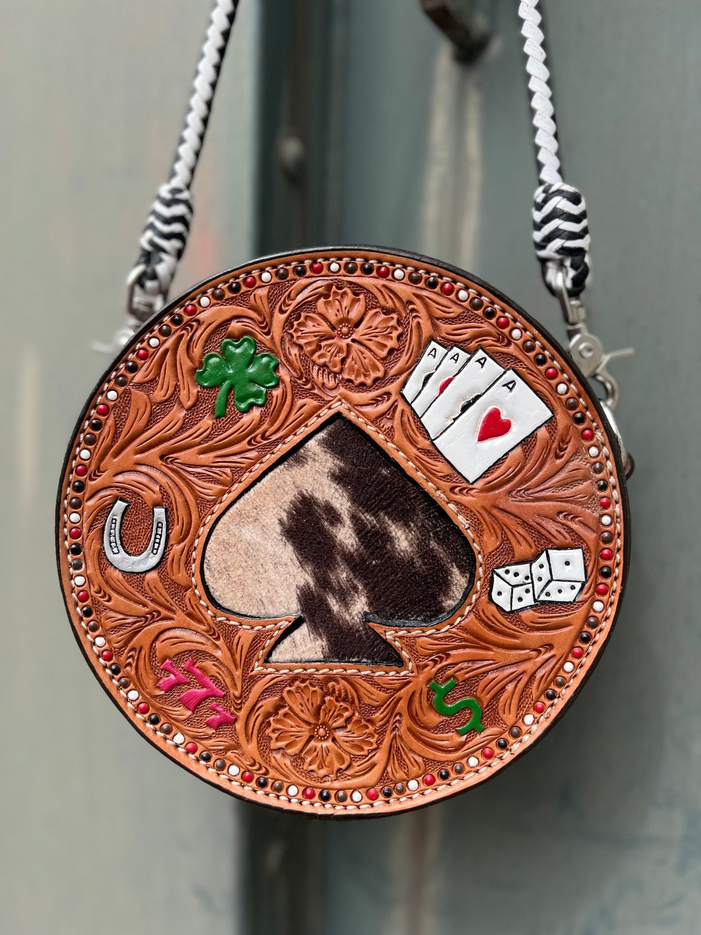 Alamo Saddlery 8" Lucky Charm Canteen Handbag (Cow Suede Ace)