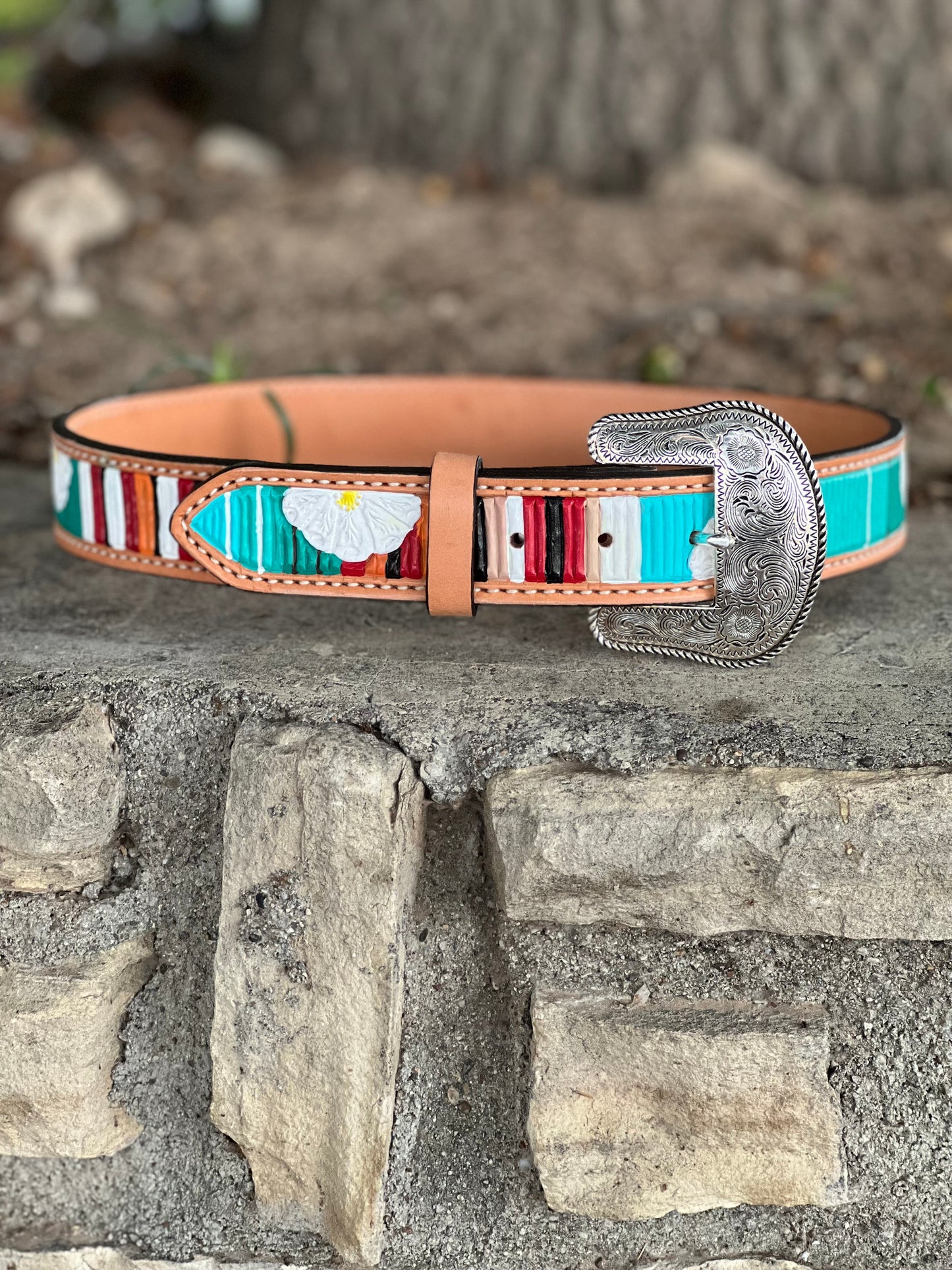 Alamo Saddlery 1.5" Straight Serape Daisy Belt