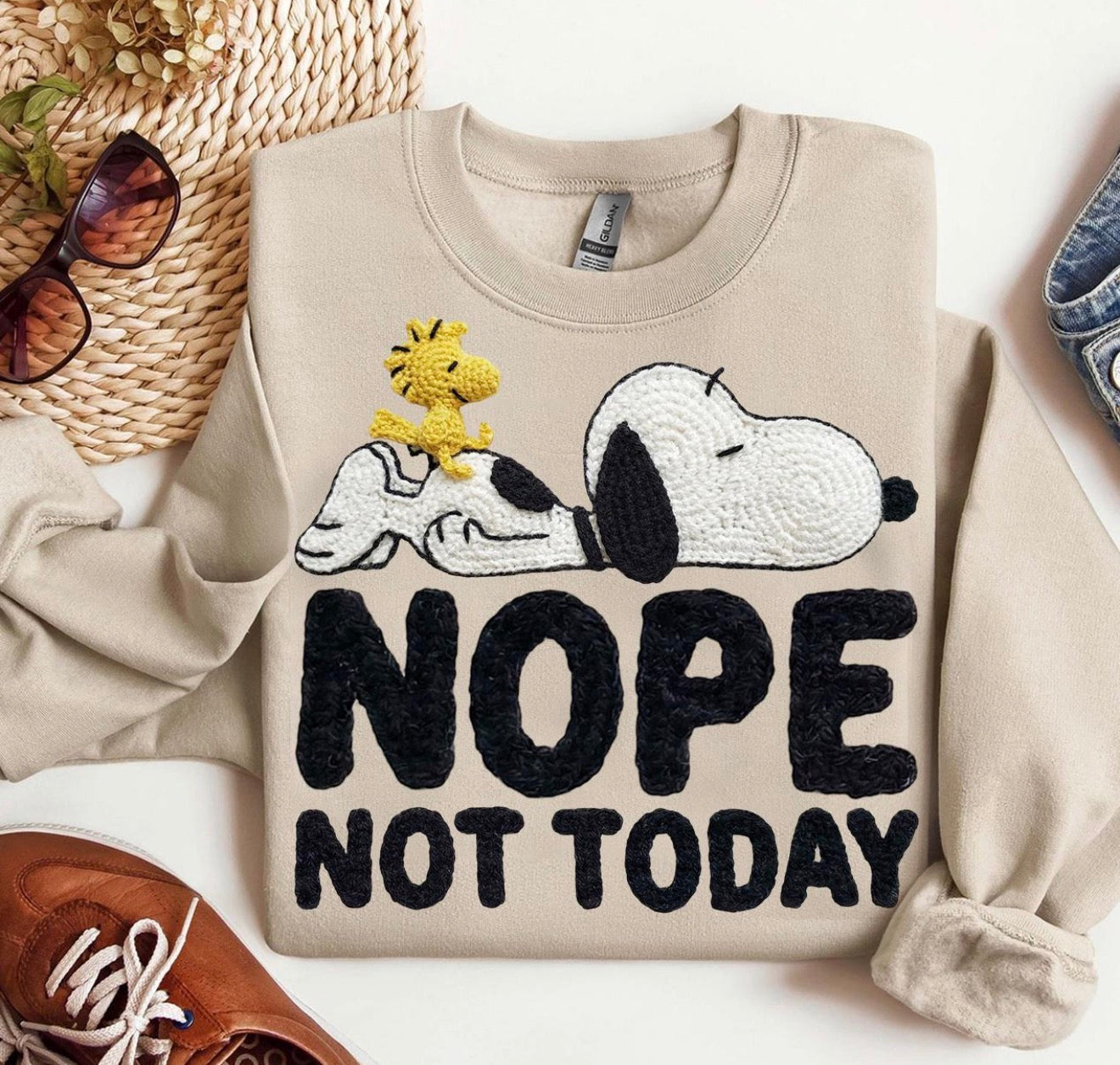 Faux Thread Nope Not Today Shirt – Graphic Tee, Long Sleeve & Crewneck