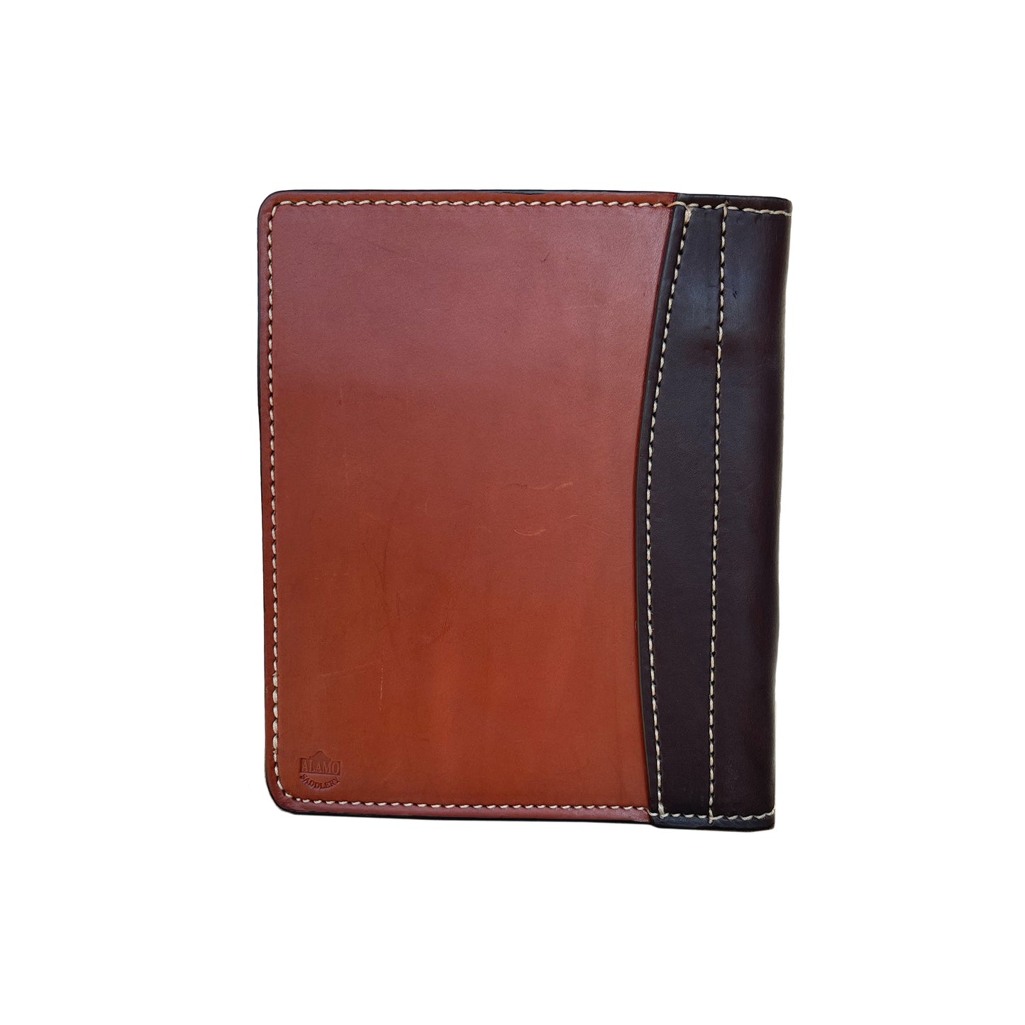 Alamo Saddlery Mini portfolio toast and chocolate leather wild rose tooling with background paint