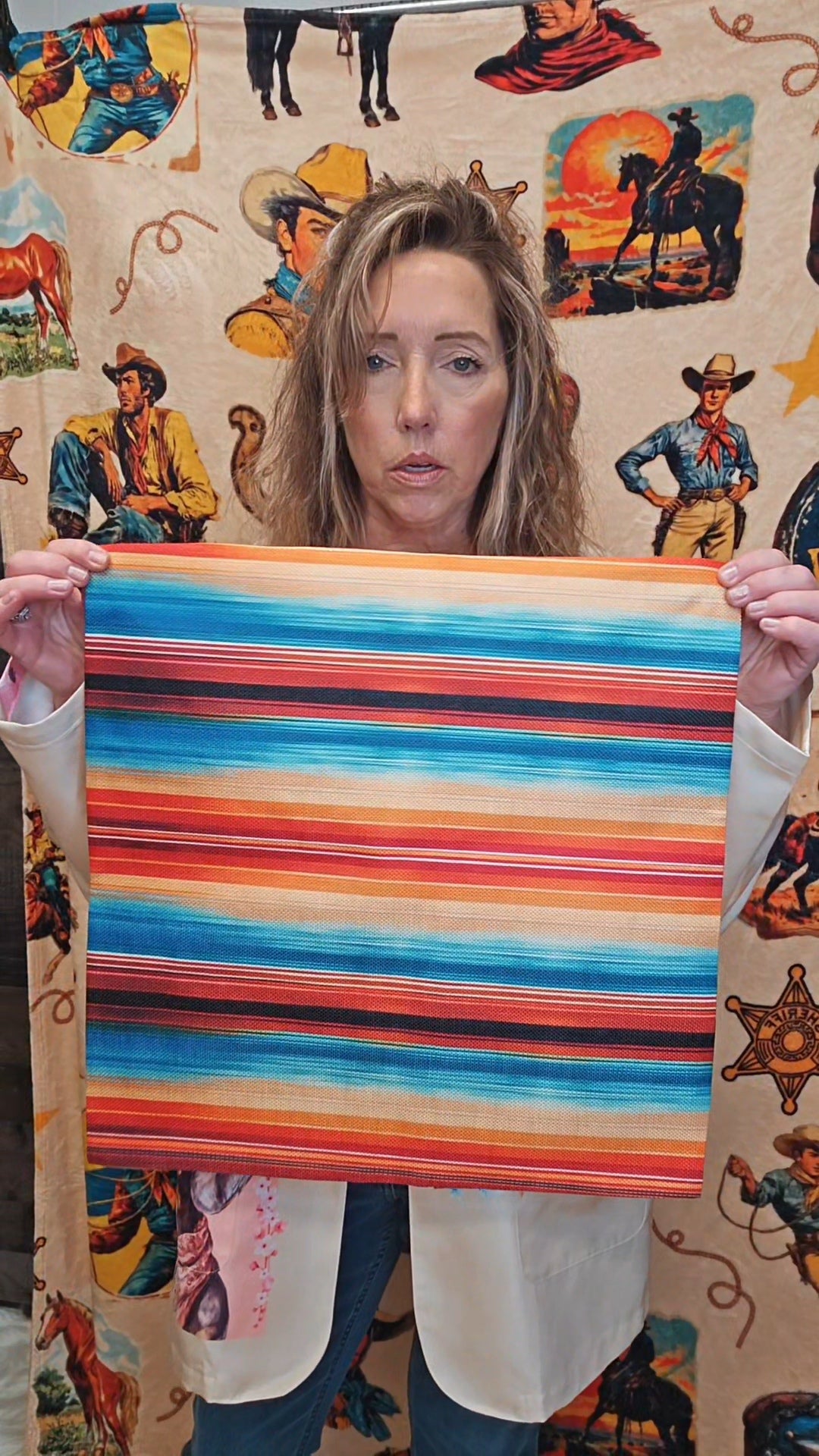 Colores De Mexico Southwest Serape Pillow Case 18x18" Made in America