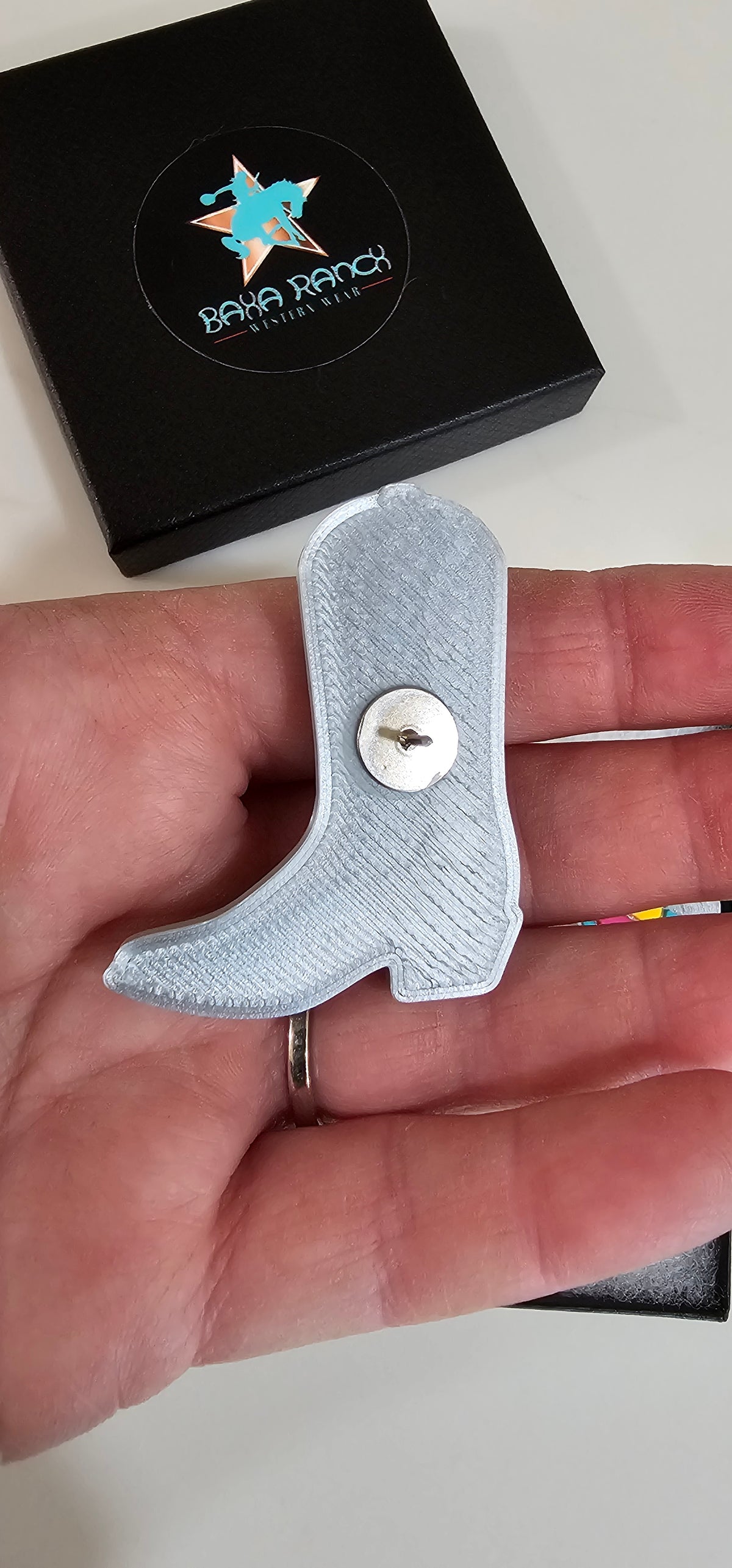 Set of 3 3D Printed Cowboy Boot Inlay Pins Collectible Aztec Texas Thunderbird Pink