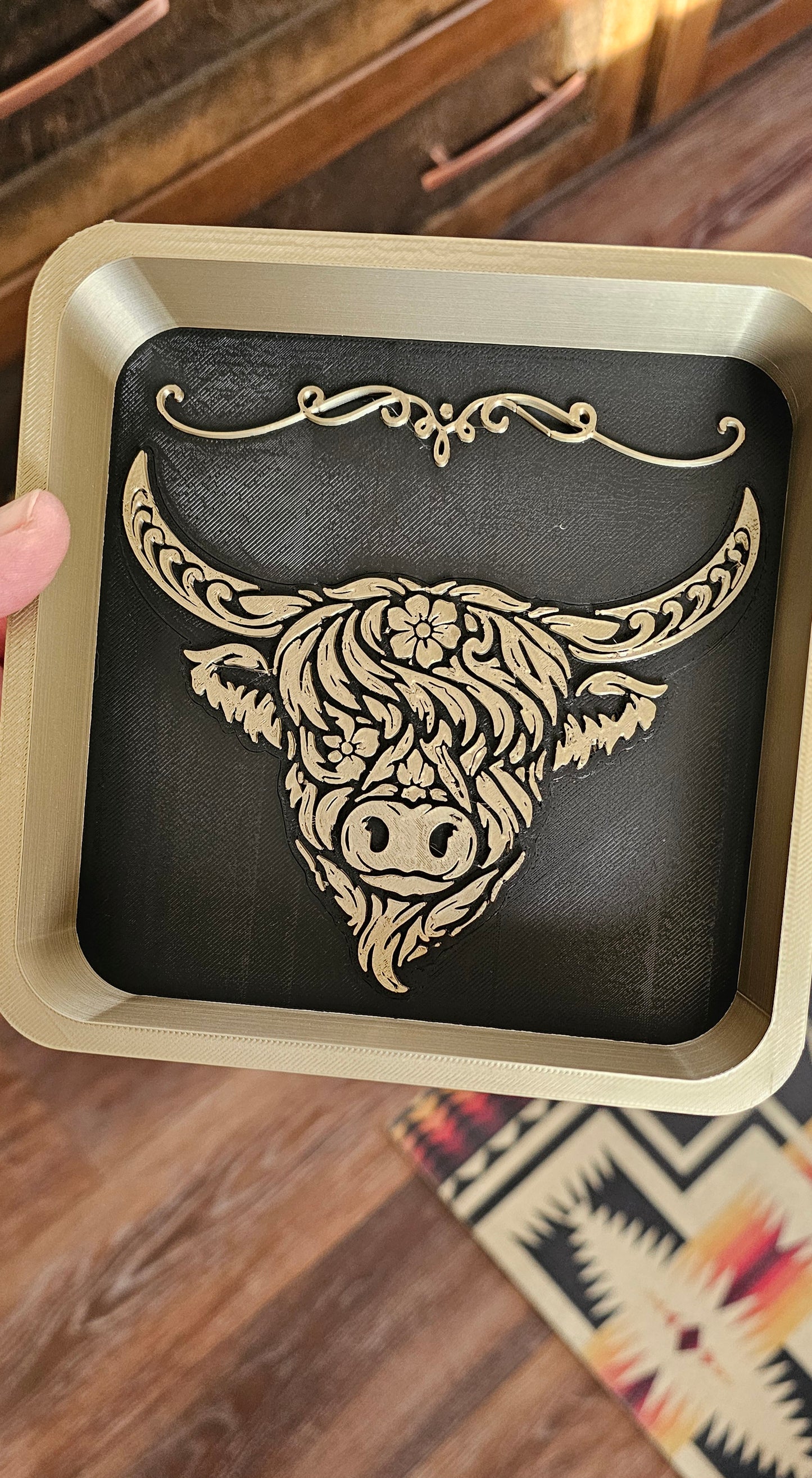 Baha Ranch Highland Cow Cattle Accessory Tray Western - choice of colors - Made in America