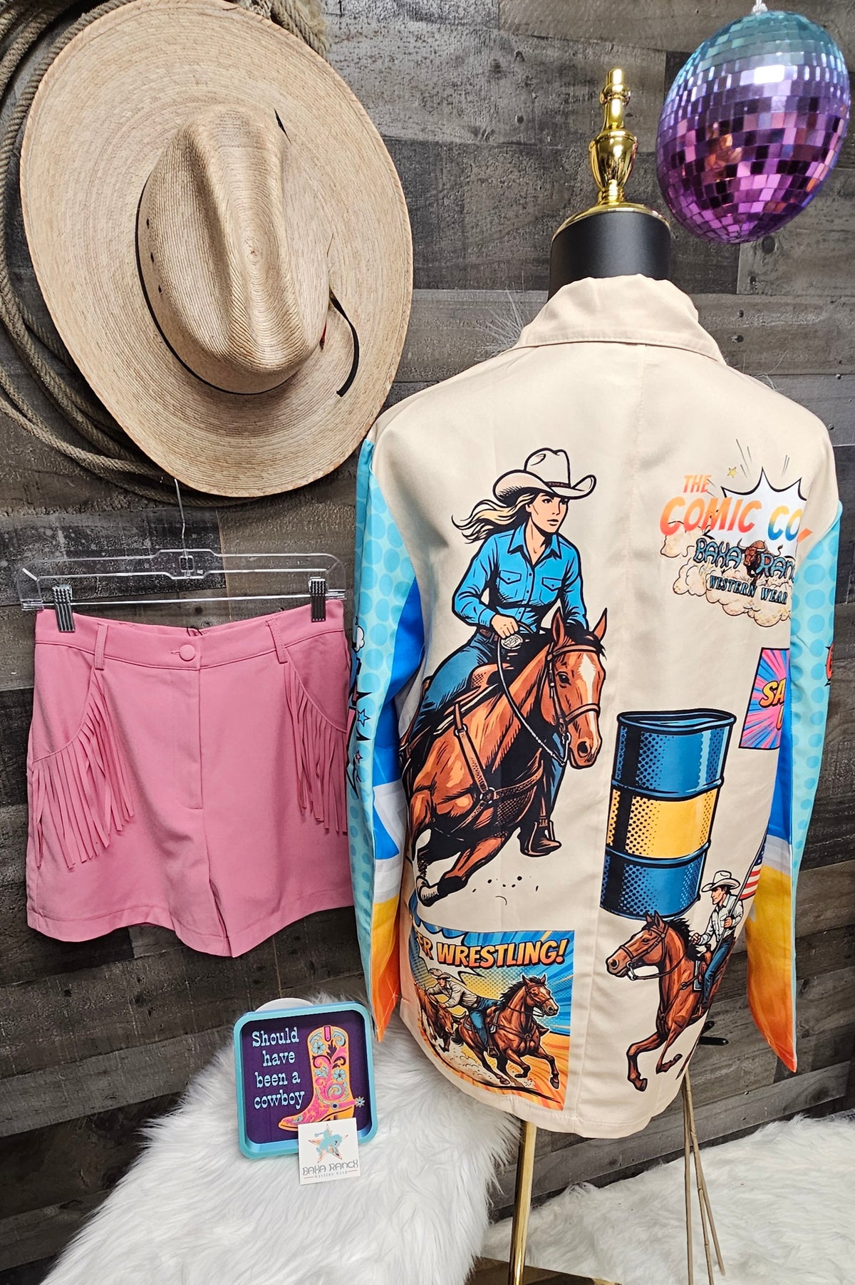 Baha Ranch The Comic Corral Cowgirl Western Rodeo Blazer