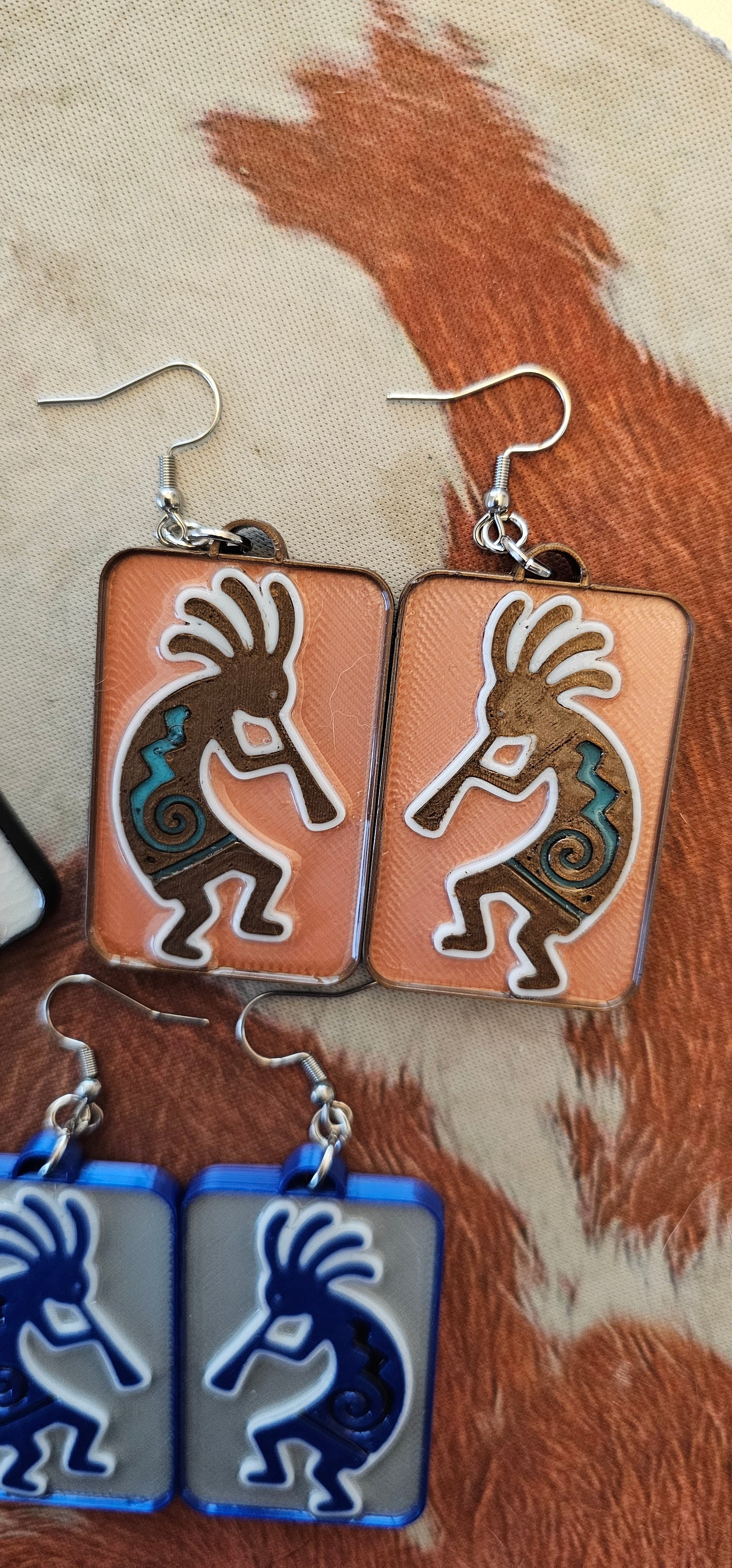Baha Ranch 3D Print Kokopelli New Mexico Earrings Made in Americax