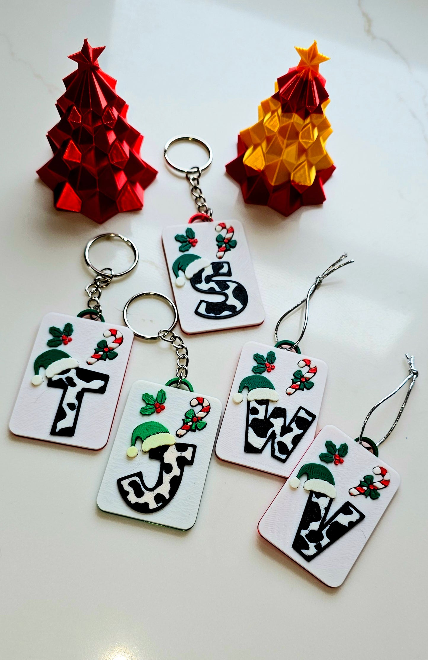 3D Print Christmas Personalized Initial - Keychain or Ornament - Made in America