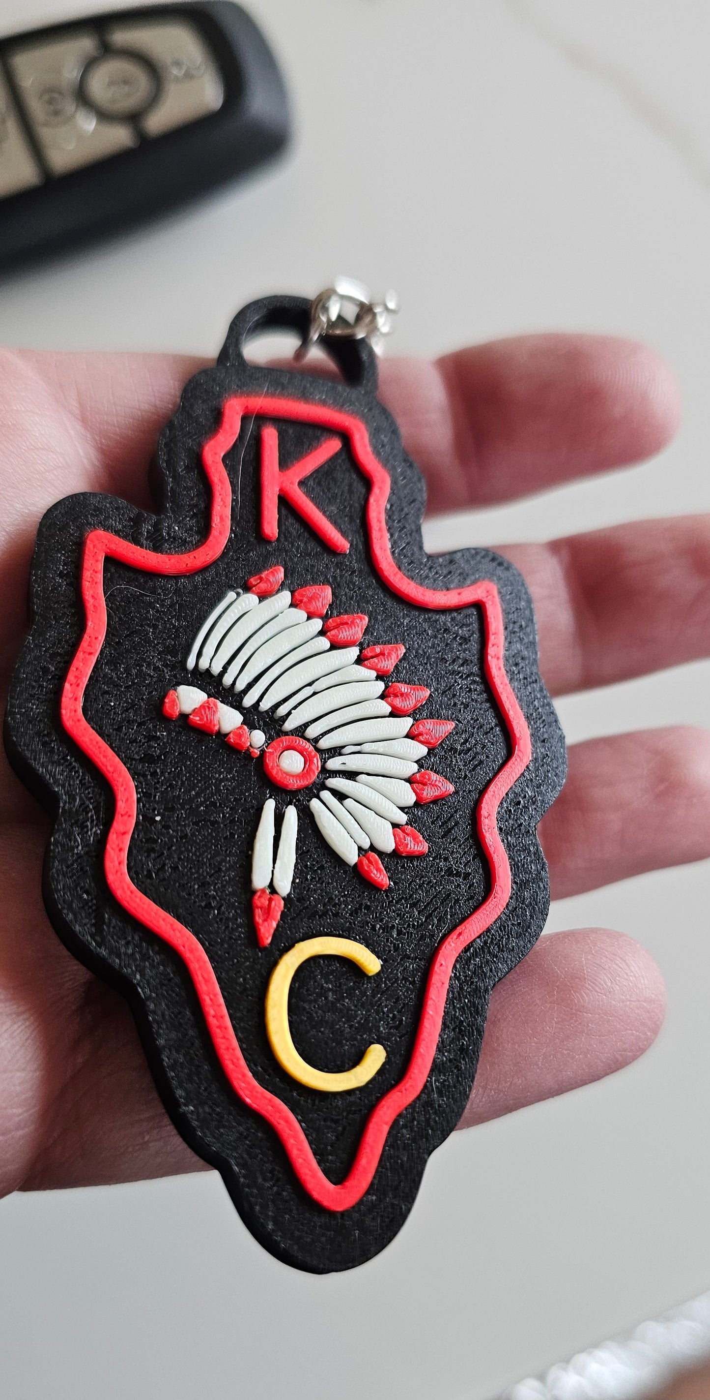 3D Print Chiefs Arrowhead Kc Kansas City Football Keychain Made in America