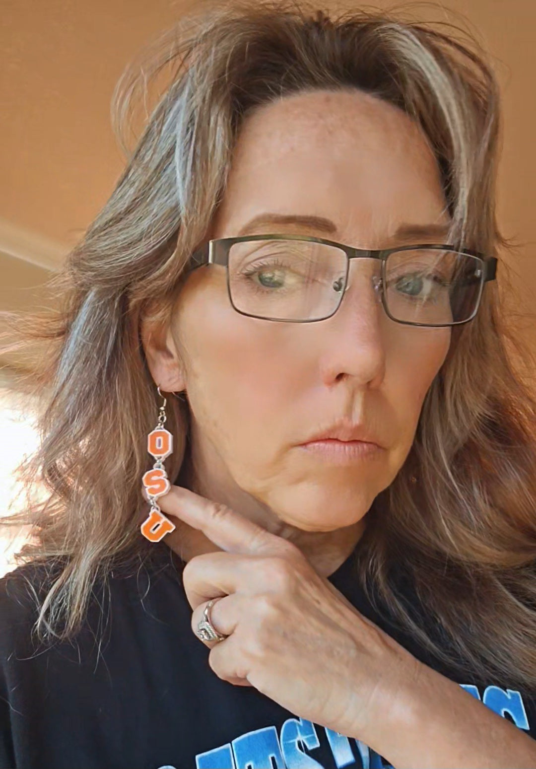 OSU College Oklahoma University Collegiate Letter Necklace Earrings