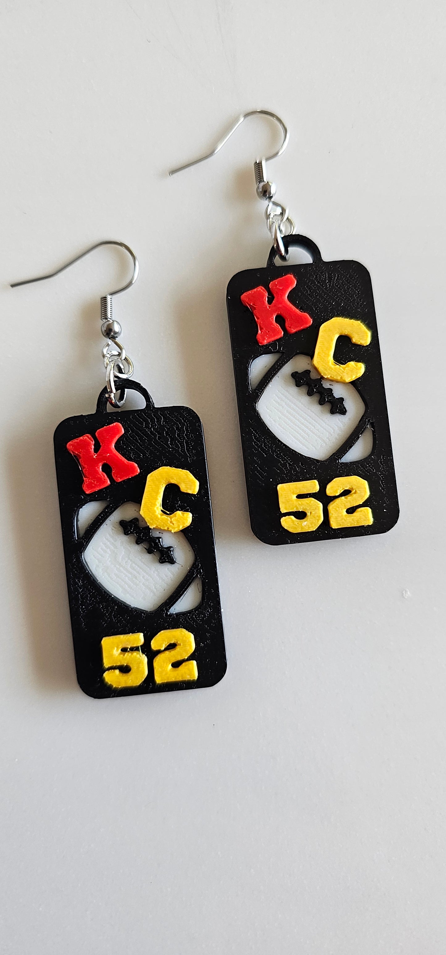 3D Print KC Chiefs Player Number Football Earrings choice of number