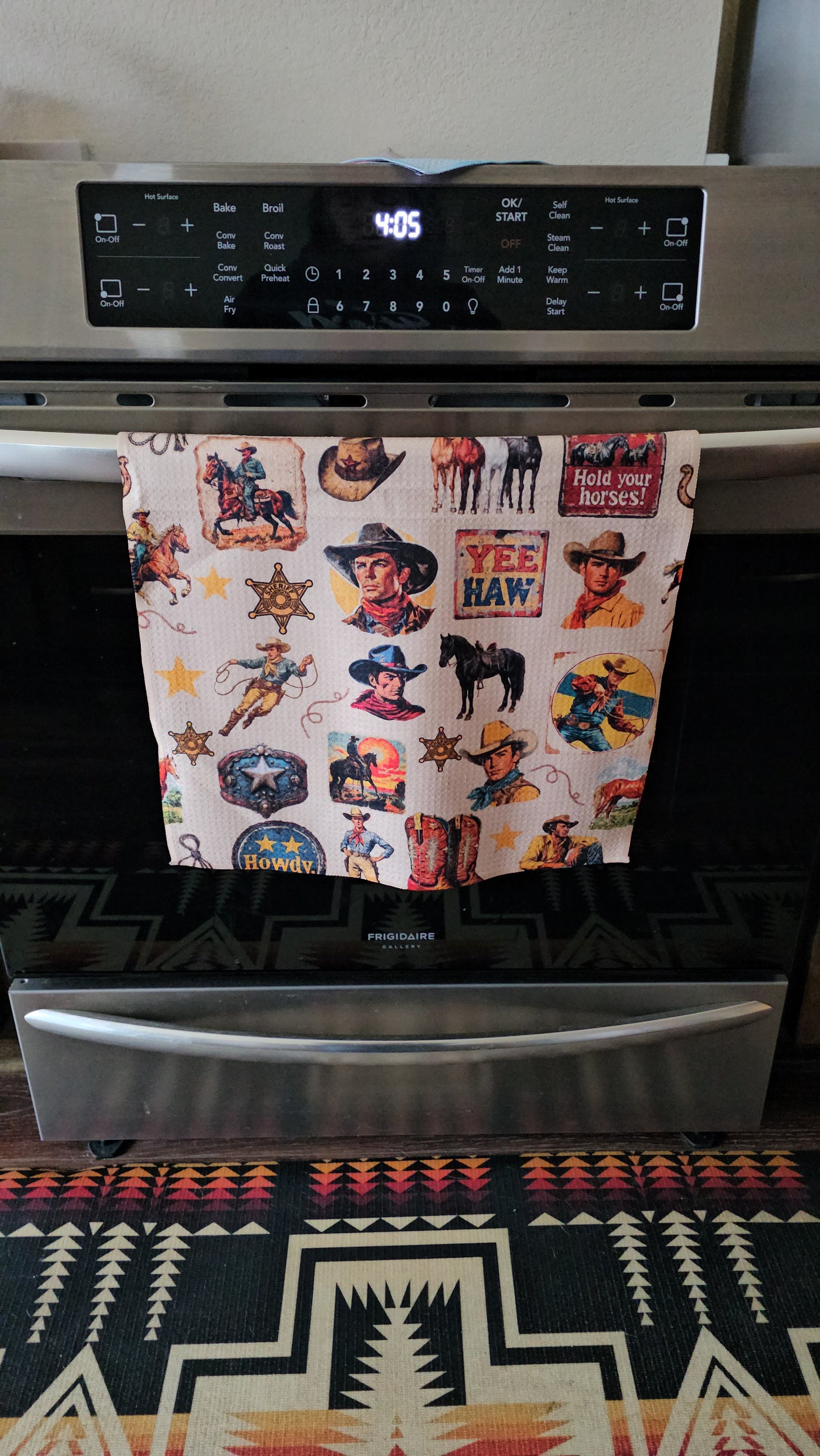 Vintage Cowboy Set of 4 Kitchen Dish Towels Made in America