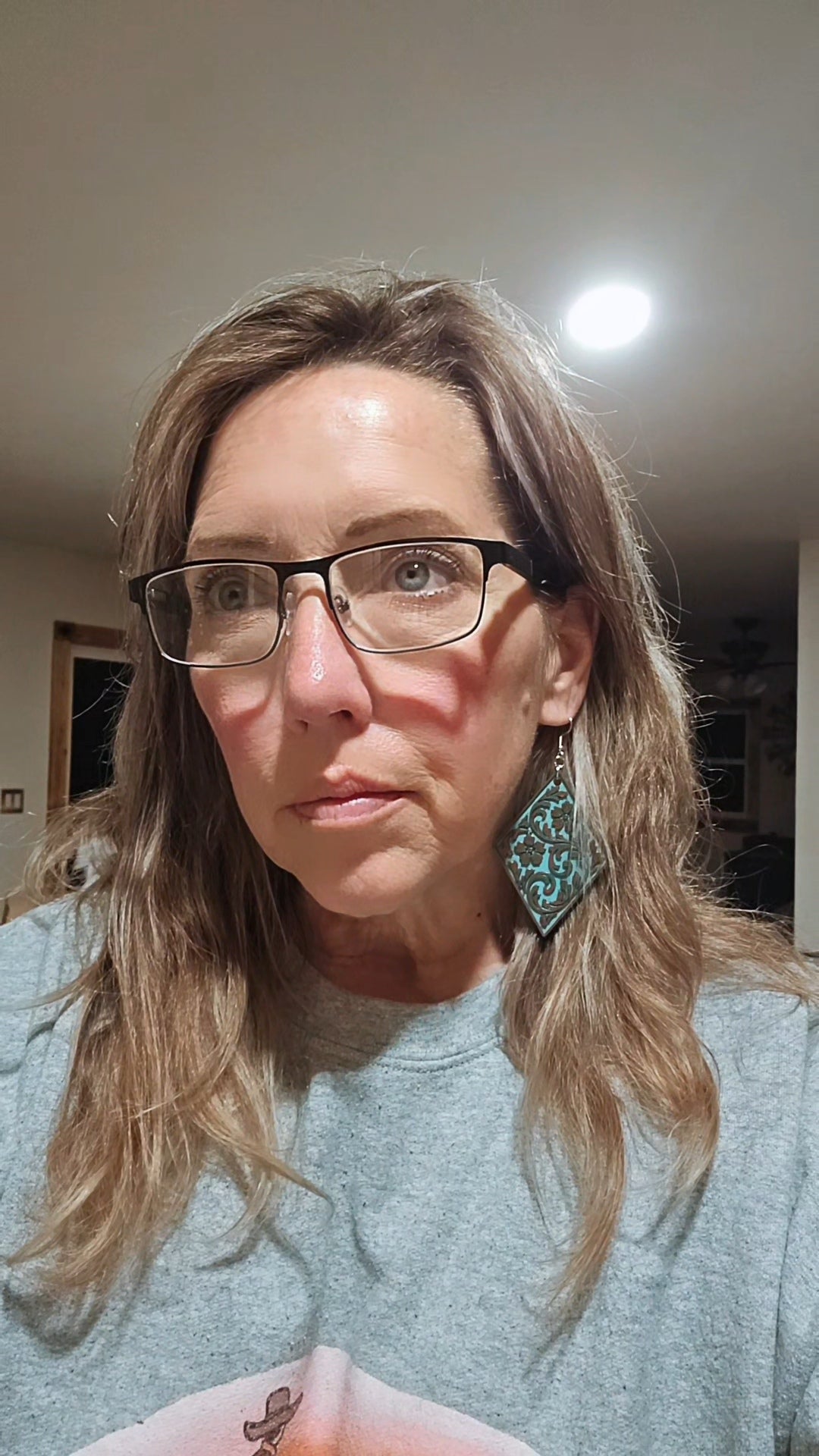 3D Print Western Tooled Bronze-Copper Turquoise Earrings Made in America