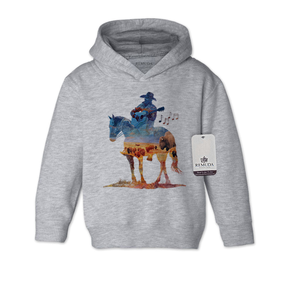 Where The Buffalo Roam - Toddler Kids Watercolor Western Pullover Hoodie