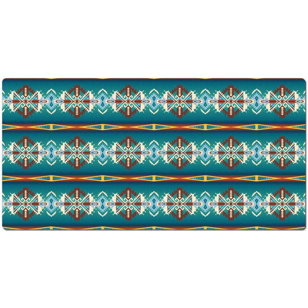Turquoise Aztec Desk Mat - accessories, aztec, decor, mat, office, pad, southwestern, tribal, western -  - Baha Ranch Western Wear
