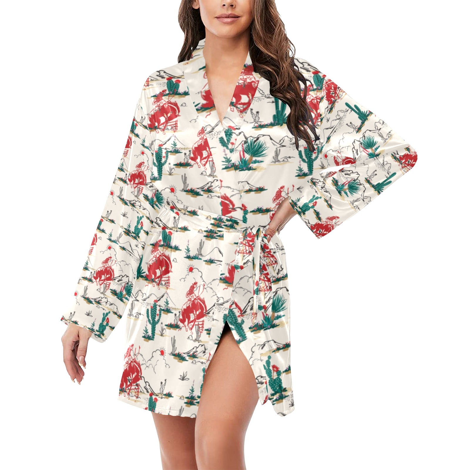 rodeo dress women Desert Rodeo Women's Long Sleeve Belted Satin Feel Dressing Lounge Robe M