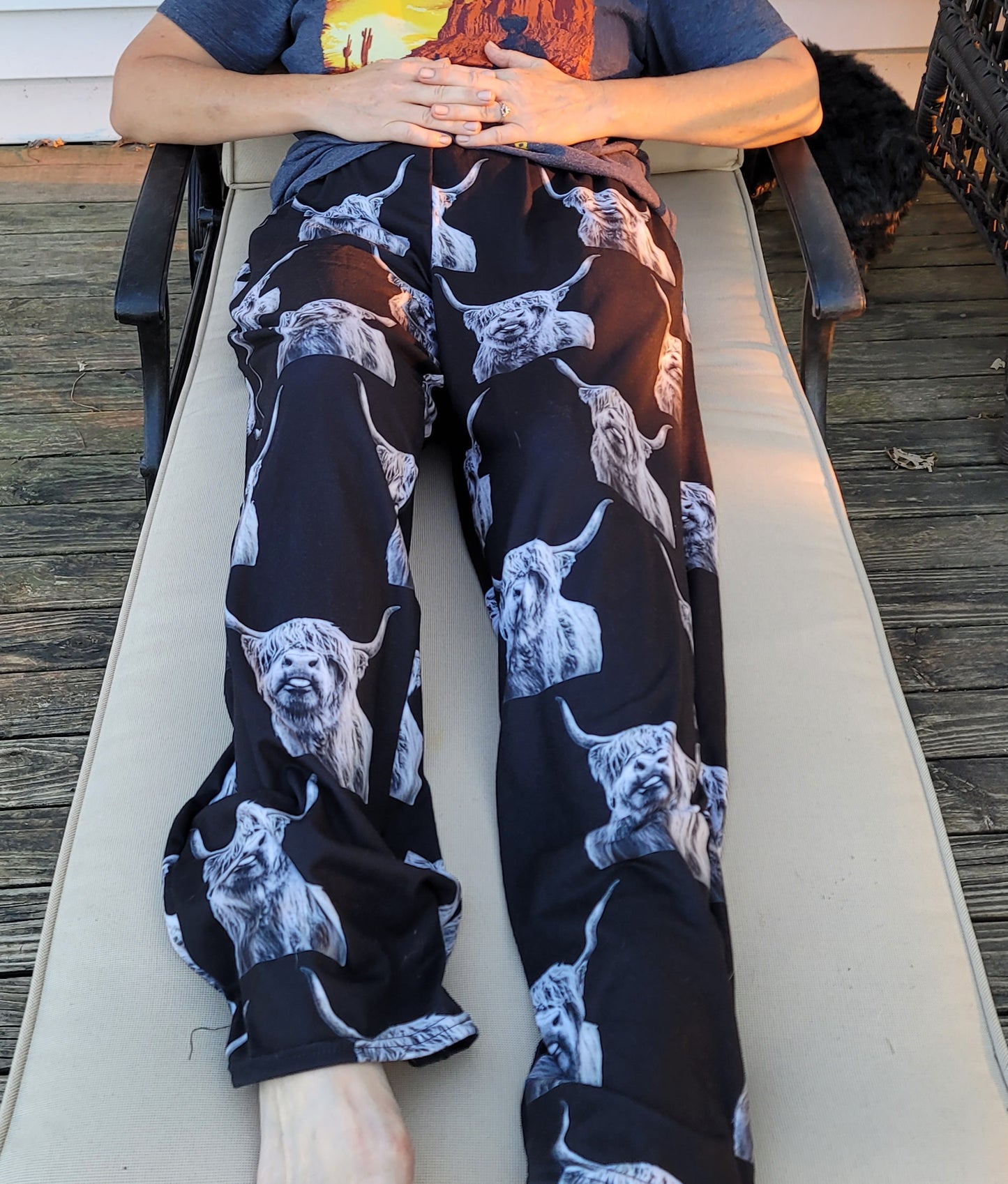 Highland Cow Unisex Wide Leg Pants - highland, highland cow, highland cows, lounge, lounge wear, mens, pant, pants, unisex, womens - - Baha Ranch Western Wear