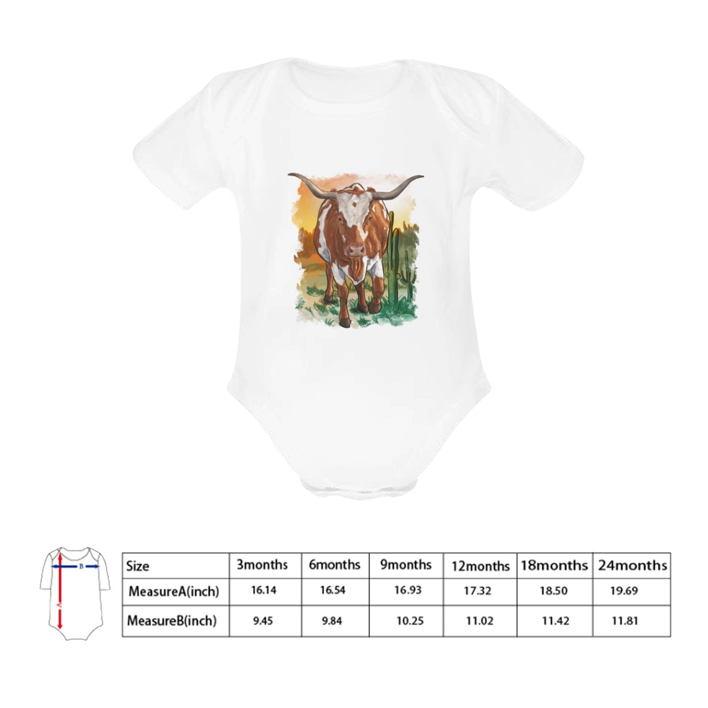 Longhorn Little Bitty Organic Baby Onesie