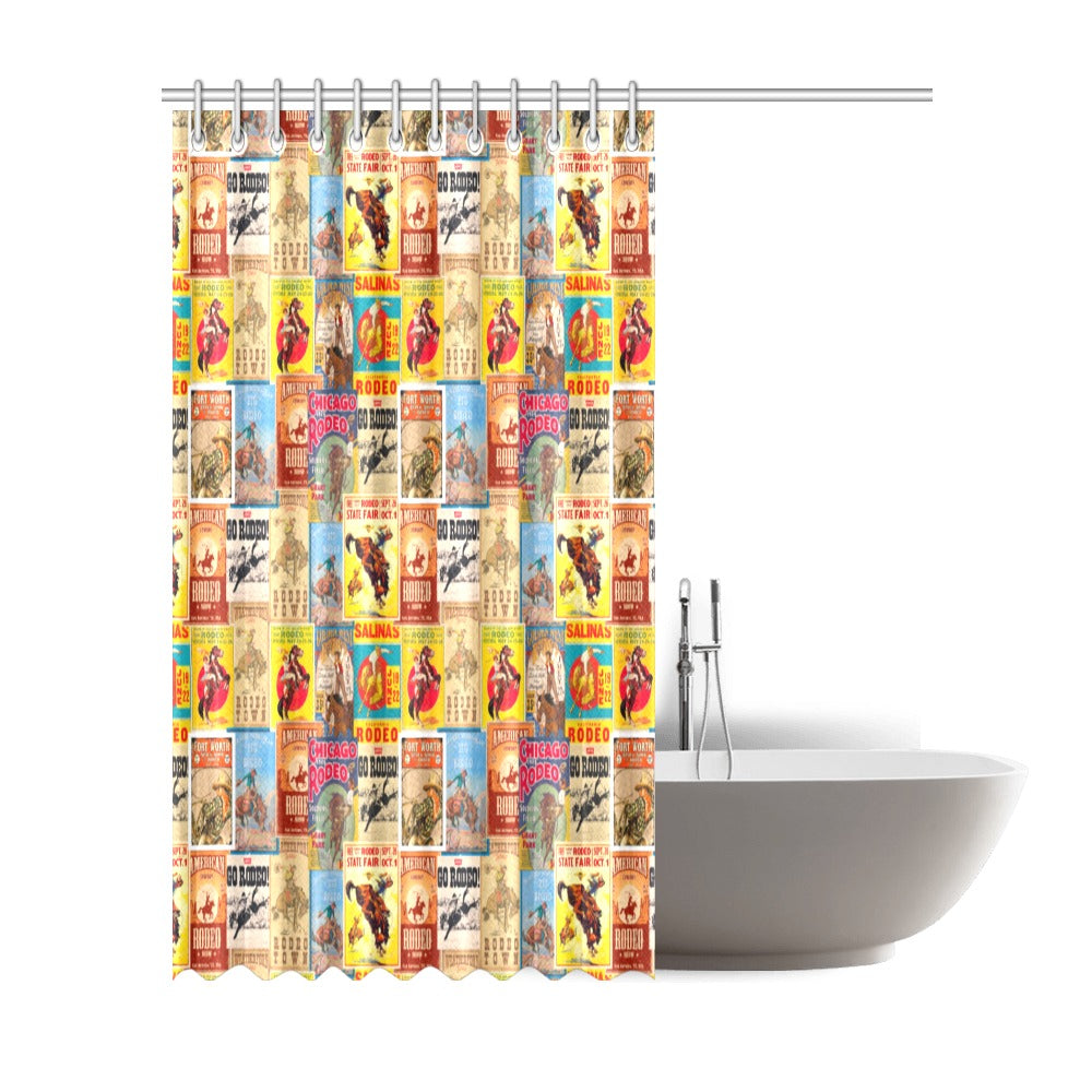 Vintage Rodeo Poster Cowboy Shower Curtain  72"x84"