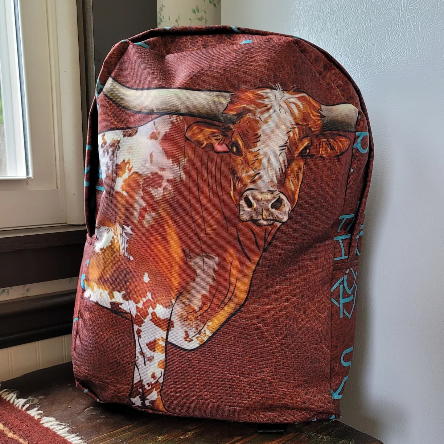 Longhorn Brands Minimalist Backpack - aztec, back pack, backpack, brands, cowboy, gym, longhorn, longhorns, school, turquoise brands, western, work - - Baha Ranch Western Wear
