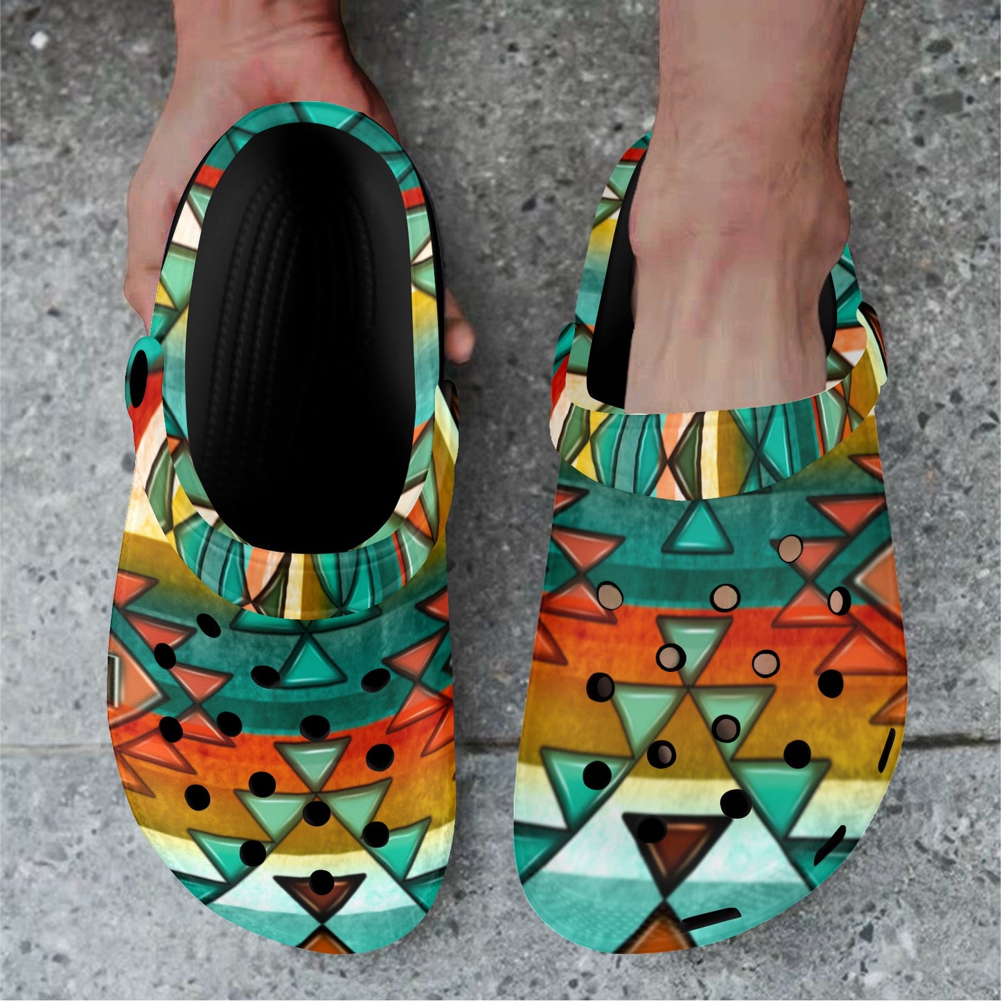 New Orange Aztec Clog Shoes