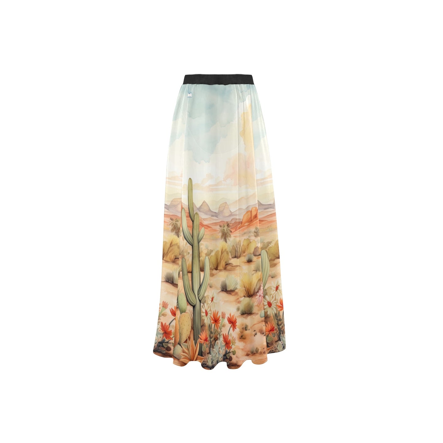 Watercolor Desert Beach Maxi Skirt