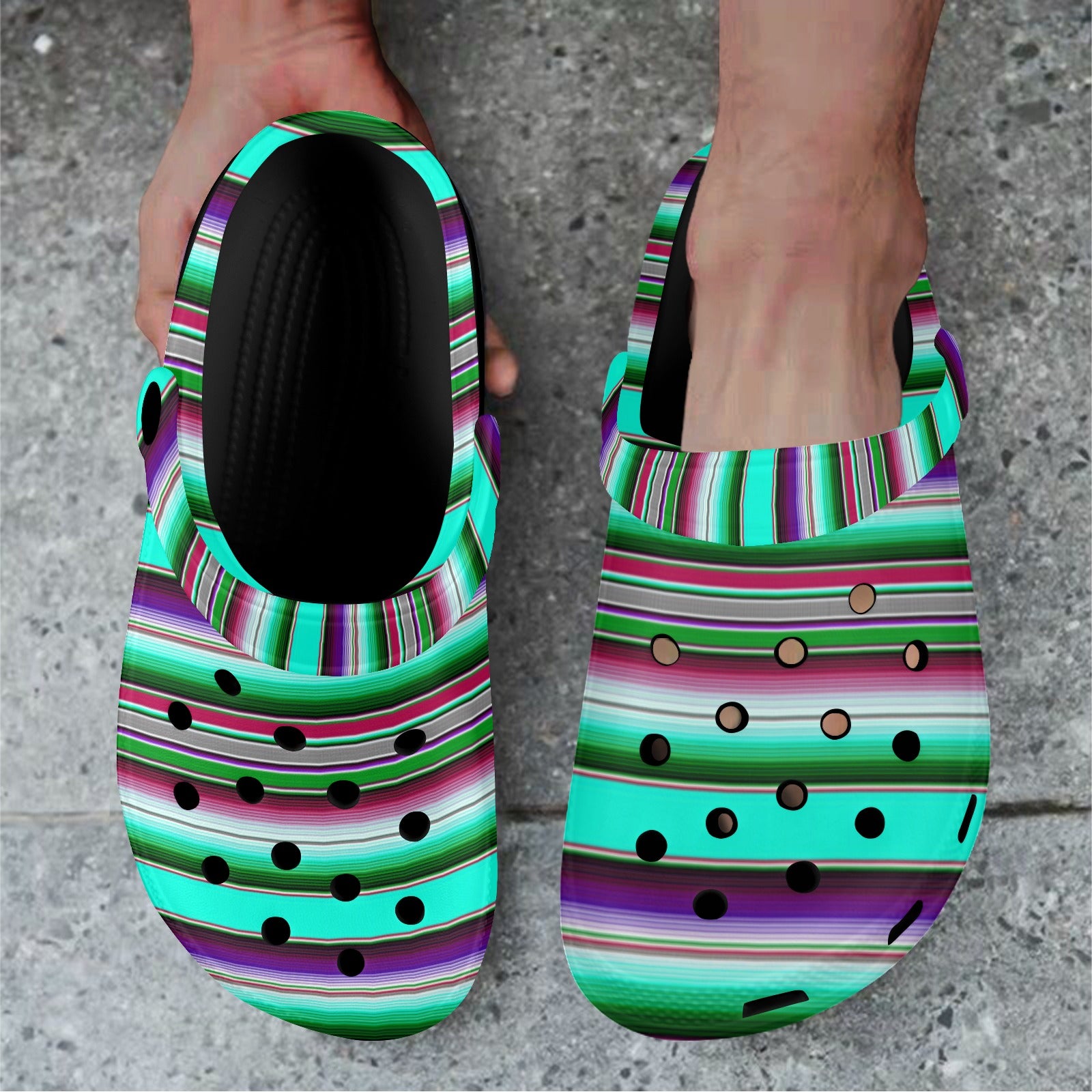 Turquoise Serape Clog Shoes